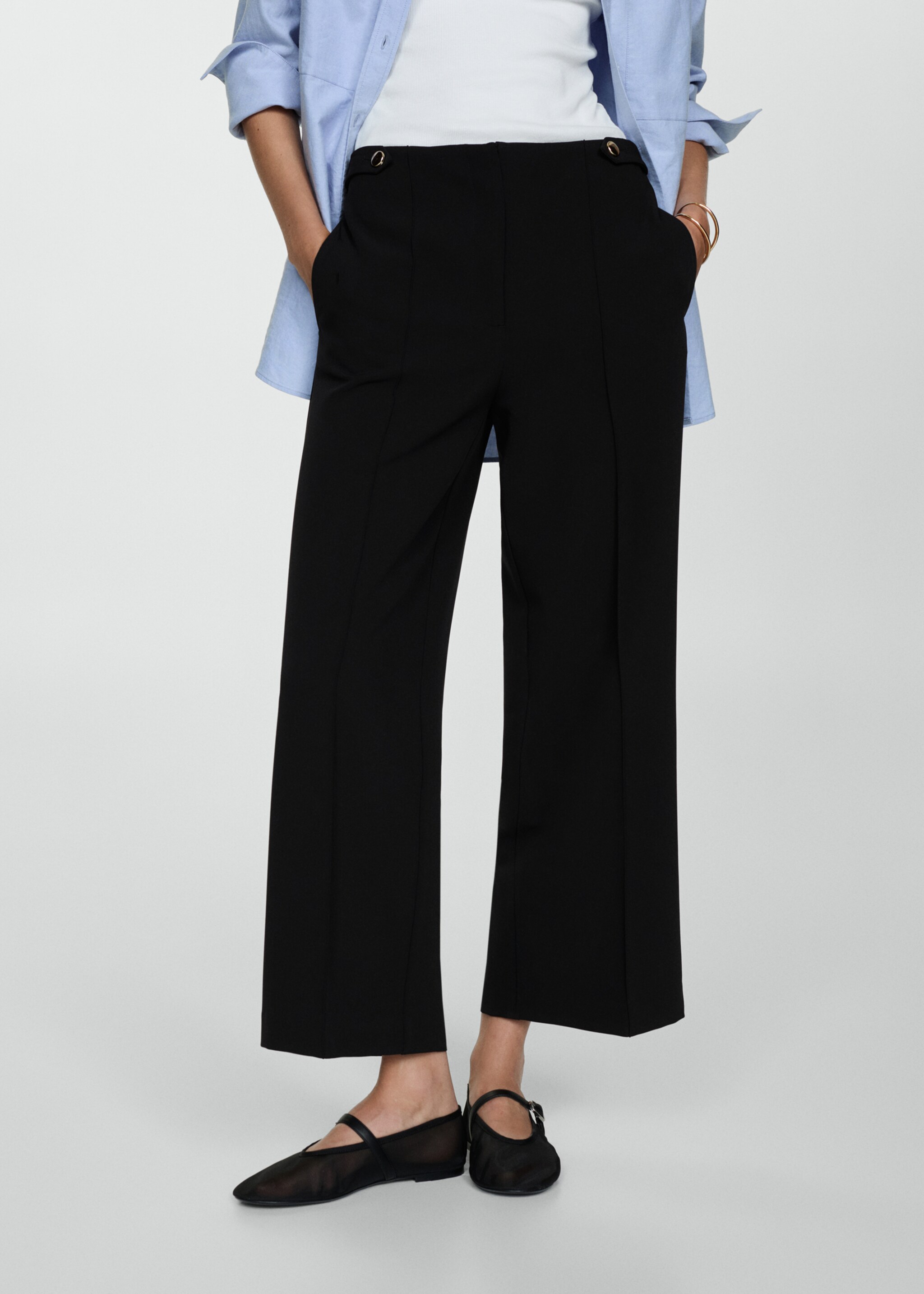 Buttons straight-fit trousers - Medium plane