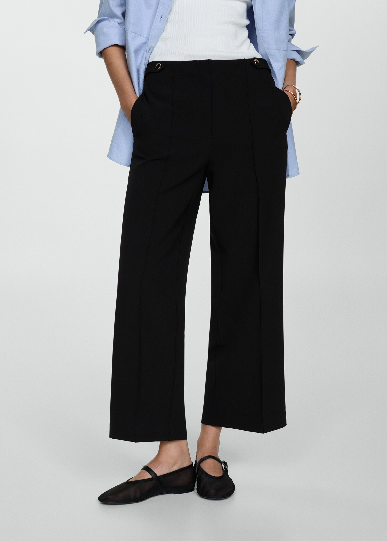 Buttons straight-fit trousers - Medium plane