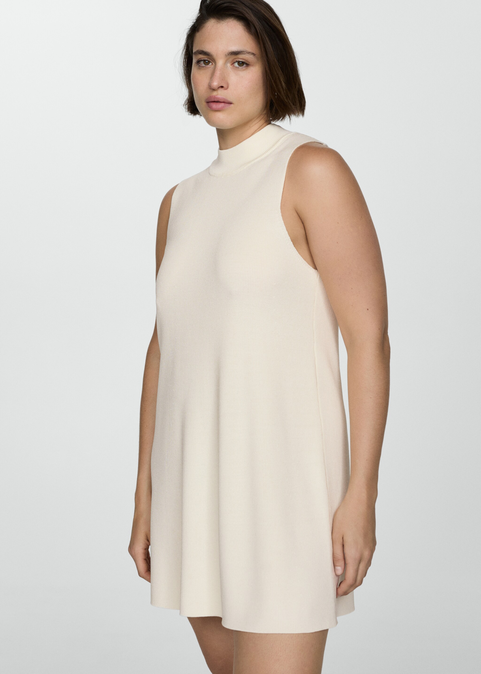 Vestido punto cuello perkins - Detalle del artículo 5, Crudo. Ref: 77084032-00.