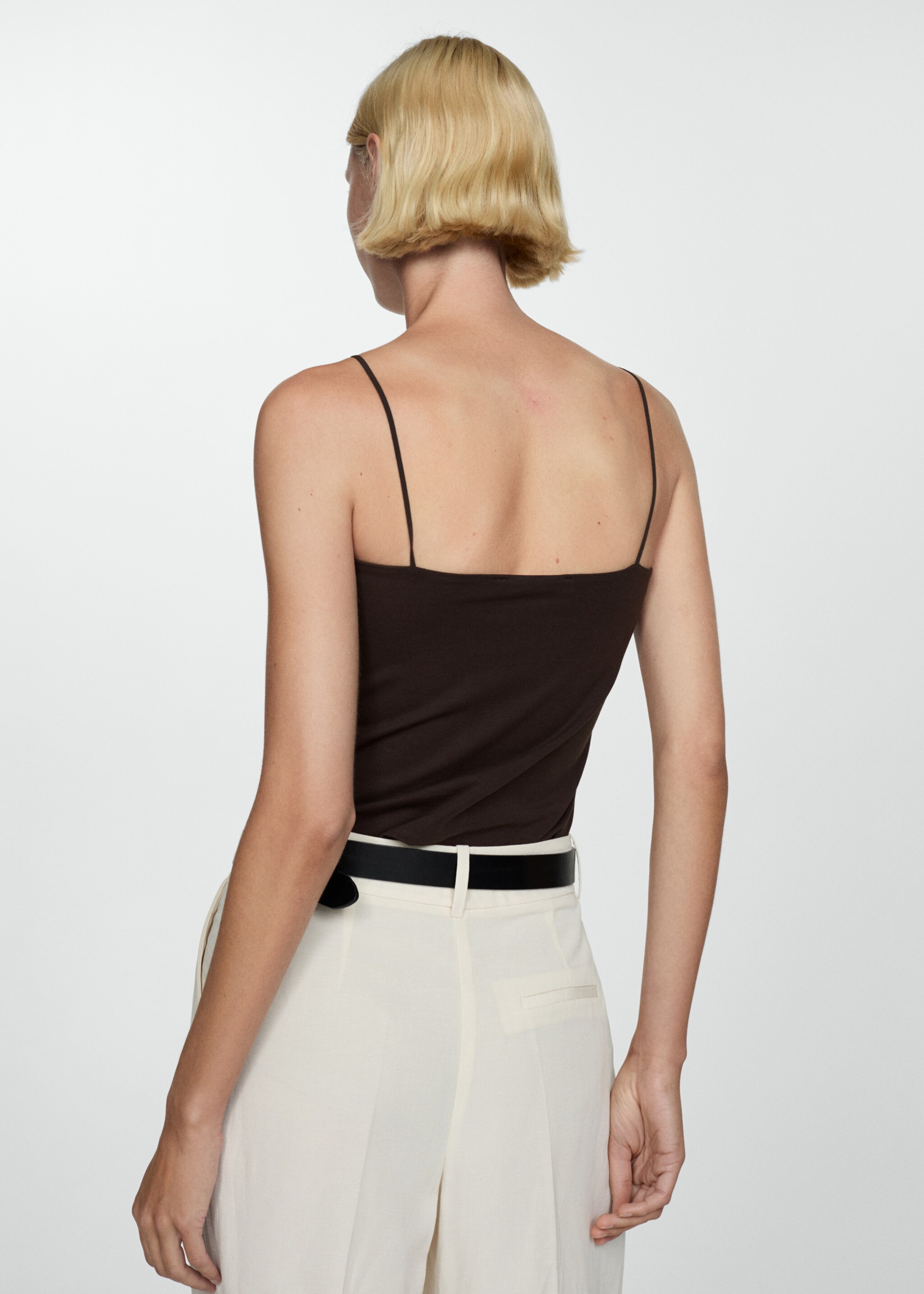 Strapless straight-neck top - Reverse of the article, Brown. Ref: 77084037-00.