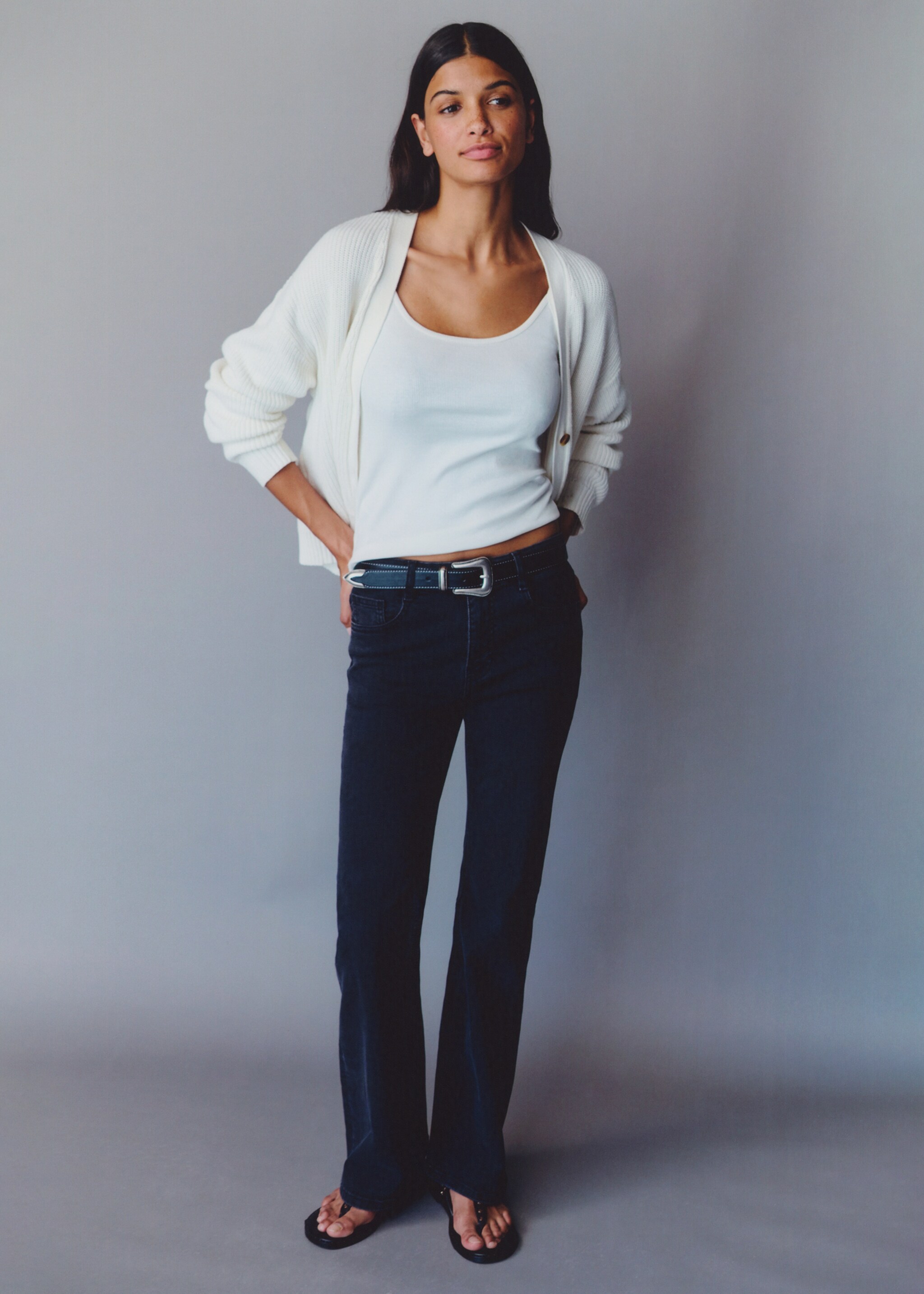 Button knit cardigan - Details of the article 5, Off White. Ref: 77084039-00.