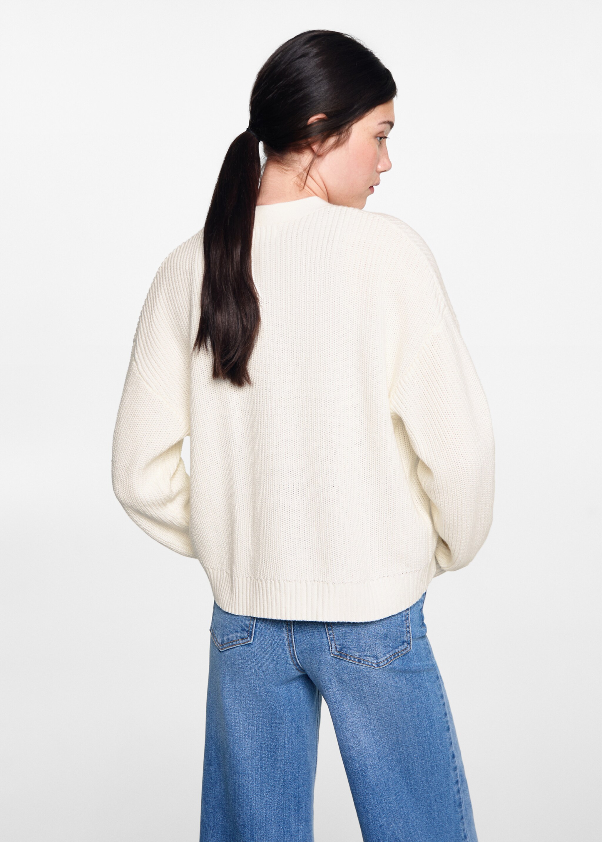 Button knit cardigan - Reverse of the article, Off White. Ref: 77084039-00.