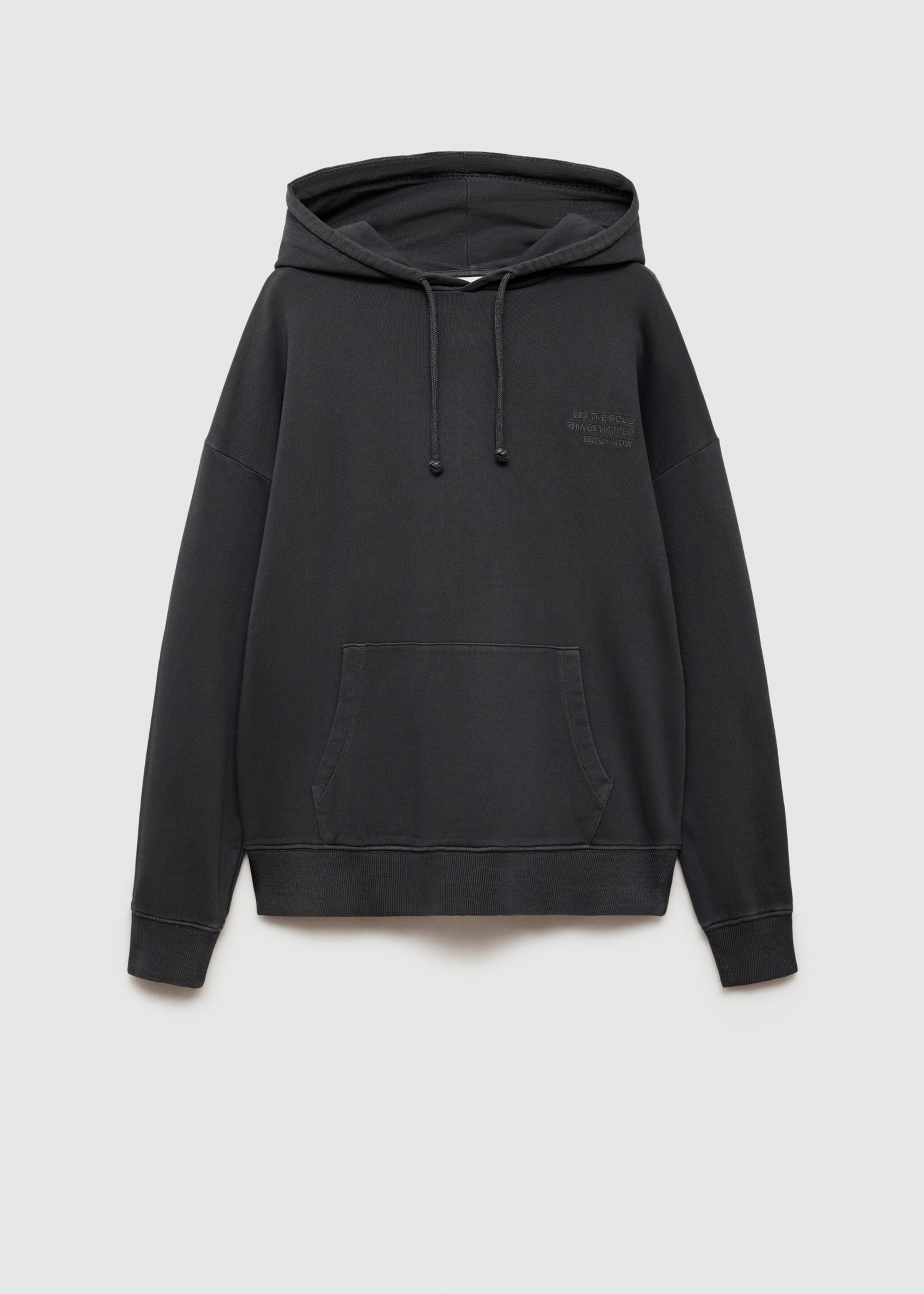 Embroidered hoodie - Article without model, Charcoal. Ref: 77084041-00.