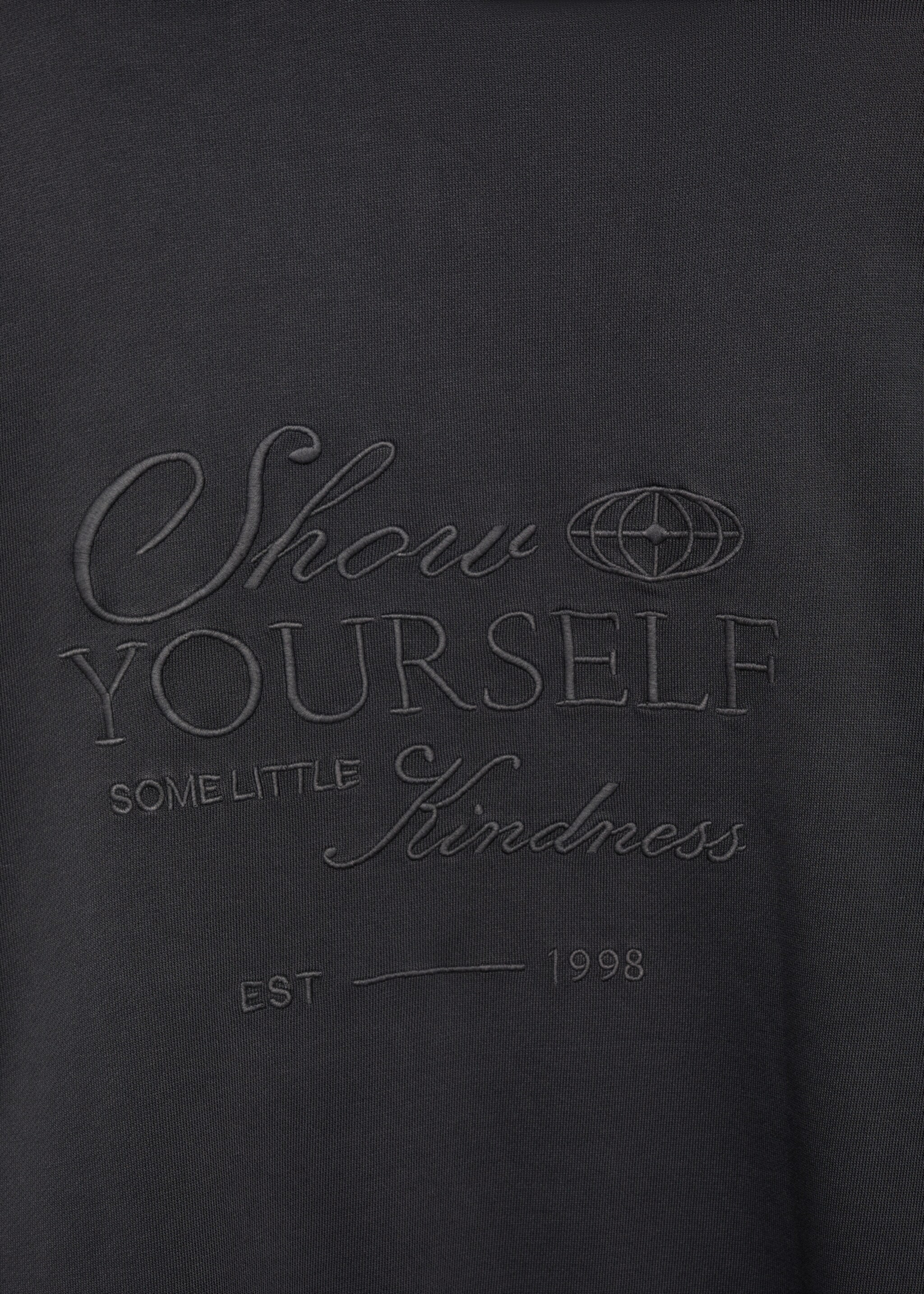 Embroidered hoodie - Details of the article 8, Charcoal. Ref: 77084041-00.