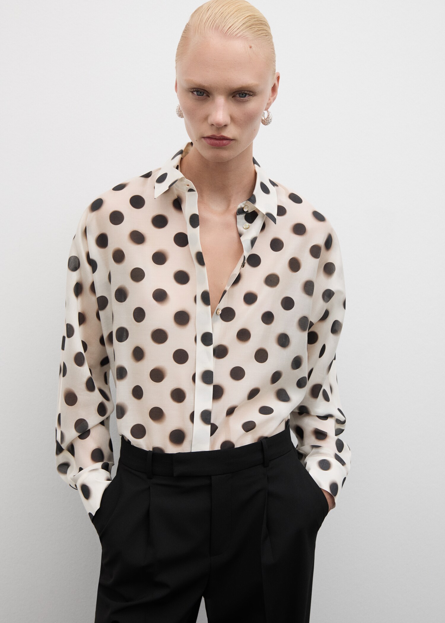 Polka-dot lyocell shirt - Medium plane