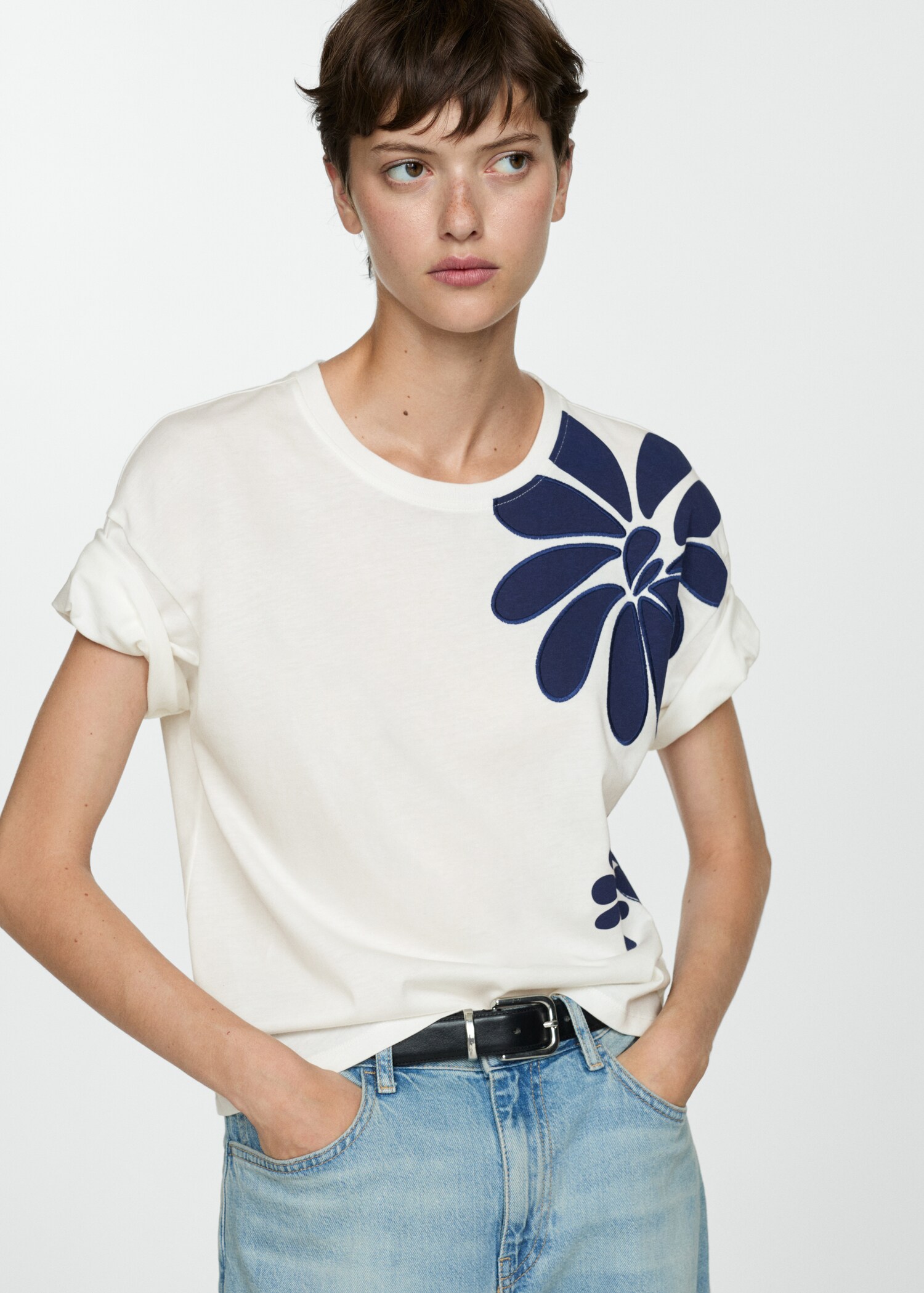Bedrucktes Baumwoll-T-Shirt - Mittlere Ansicht