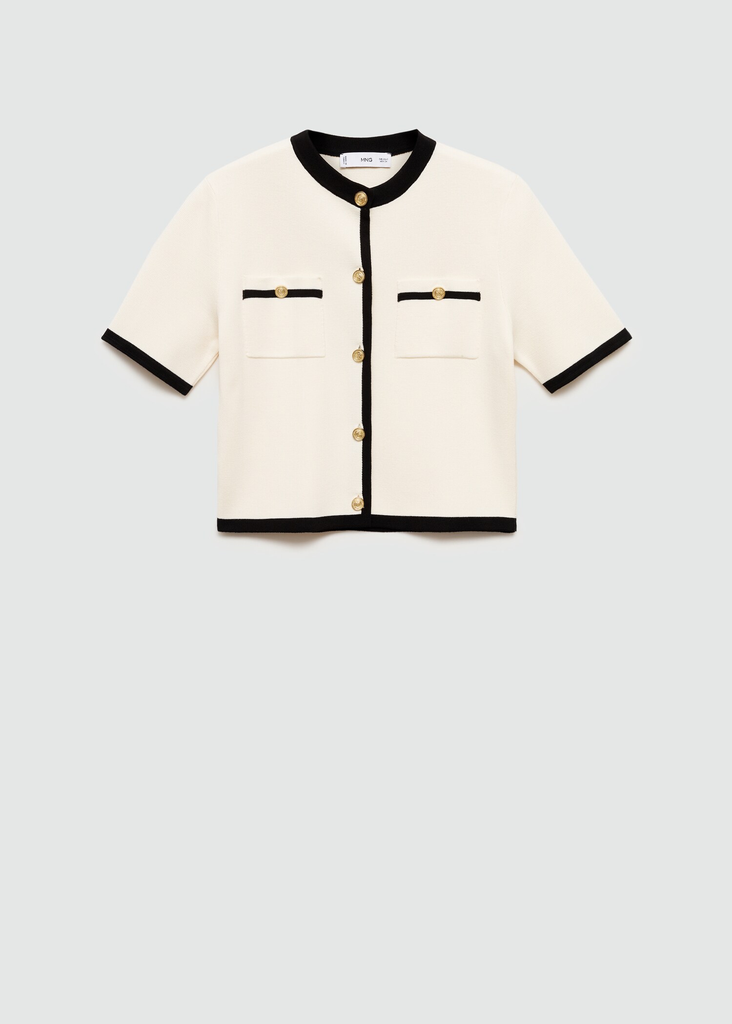 Short-sleeved cardigan with contrasting trims - Article without model