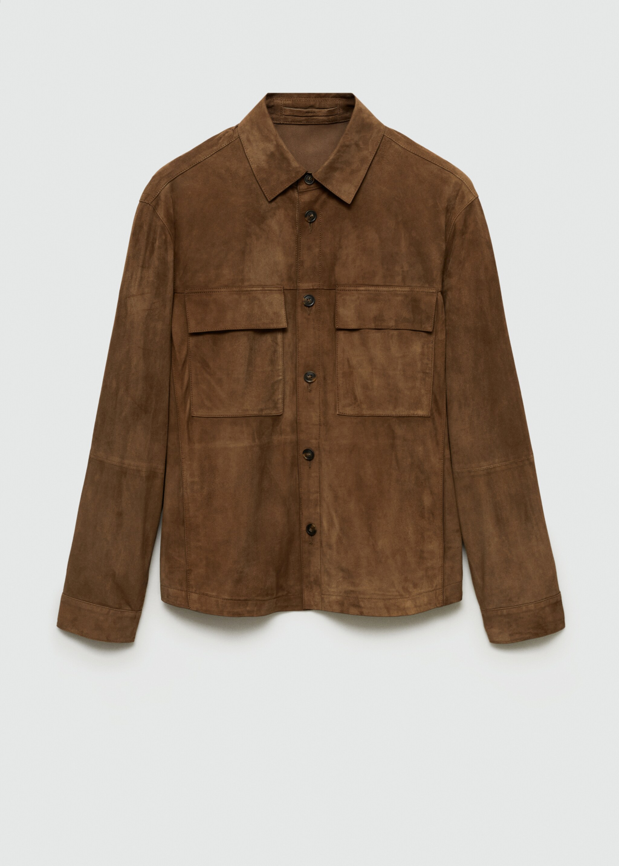 Overshirt aus 100 % Wildleder mit Taschen - Artikel ohne Model, Tobacco-Braun. Ref: 77084432-00.