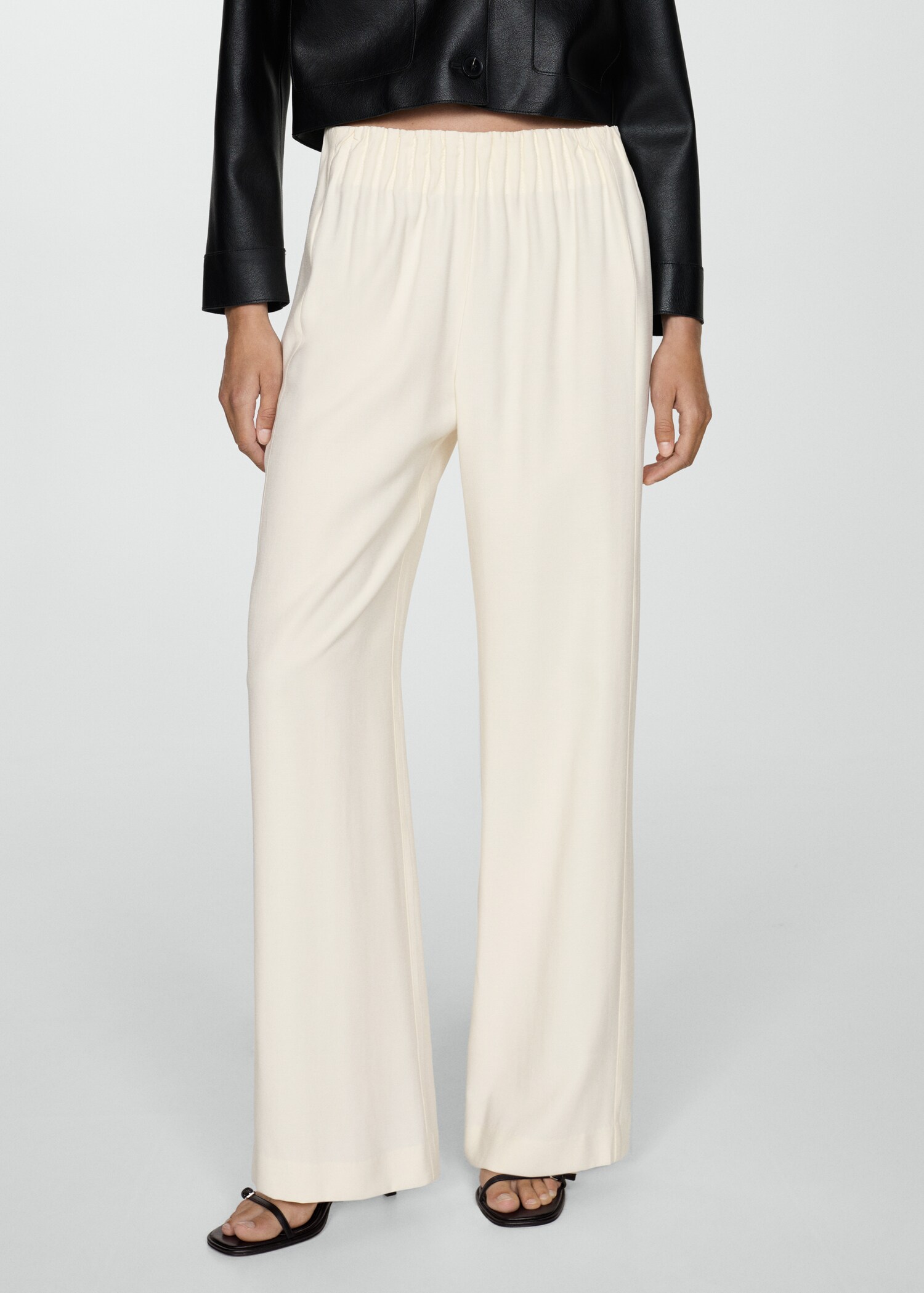 Wideleg trousers with elastic waist - Medium plane