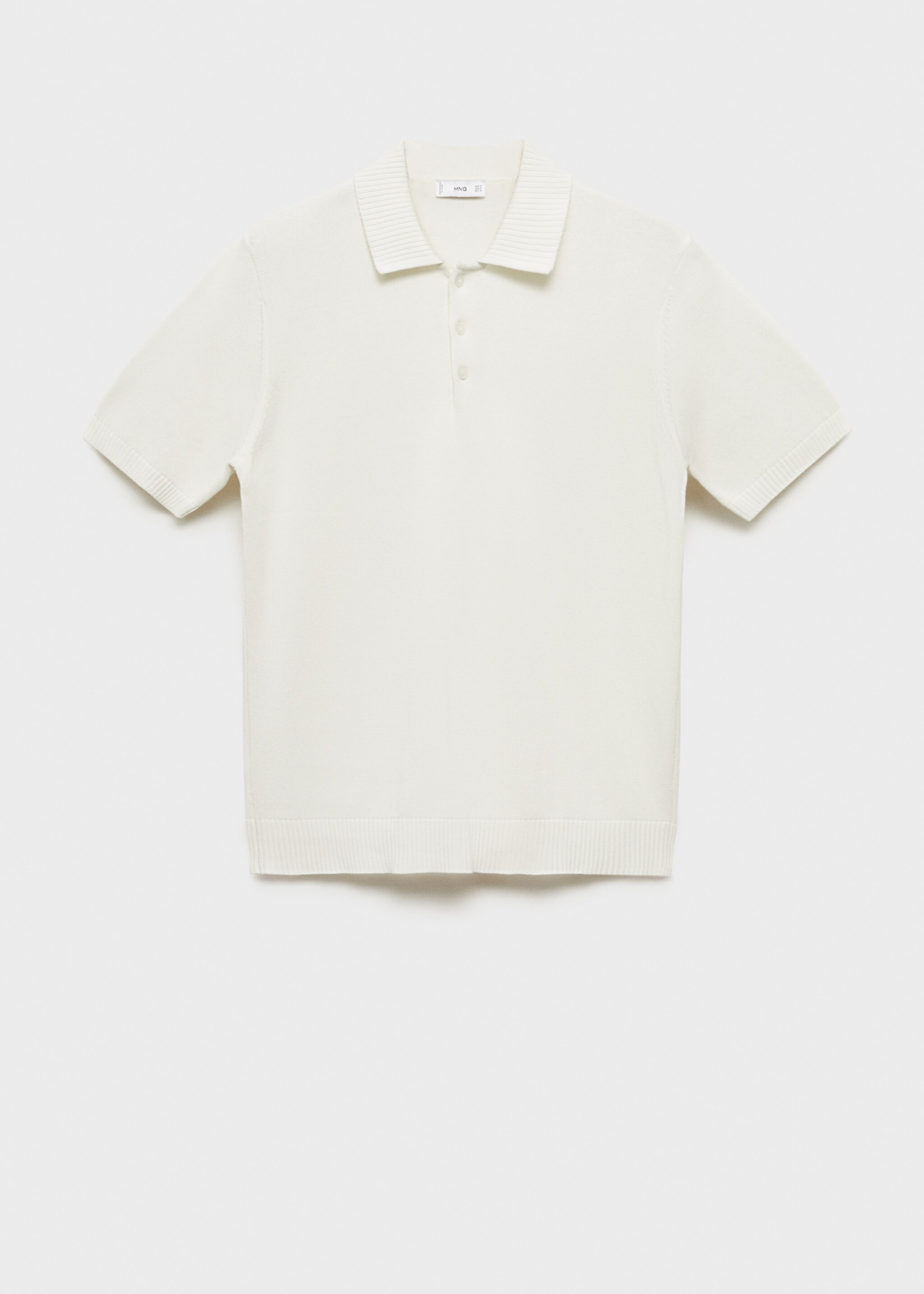 Feinstrick-Poloshirt aus Baumwolle - Artikel ohne Model, Cremeweiß. Ref: 77084443-00.