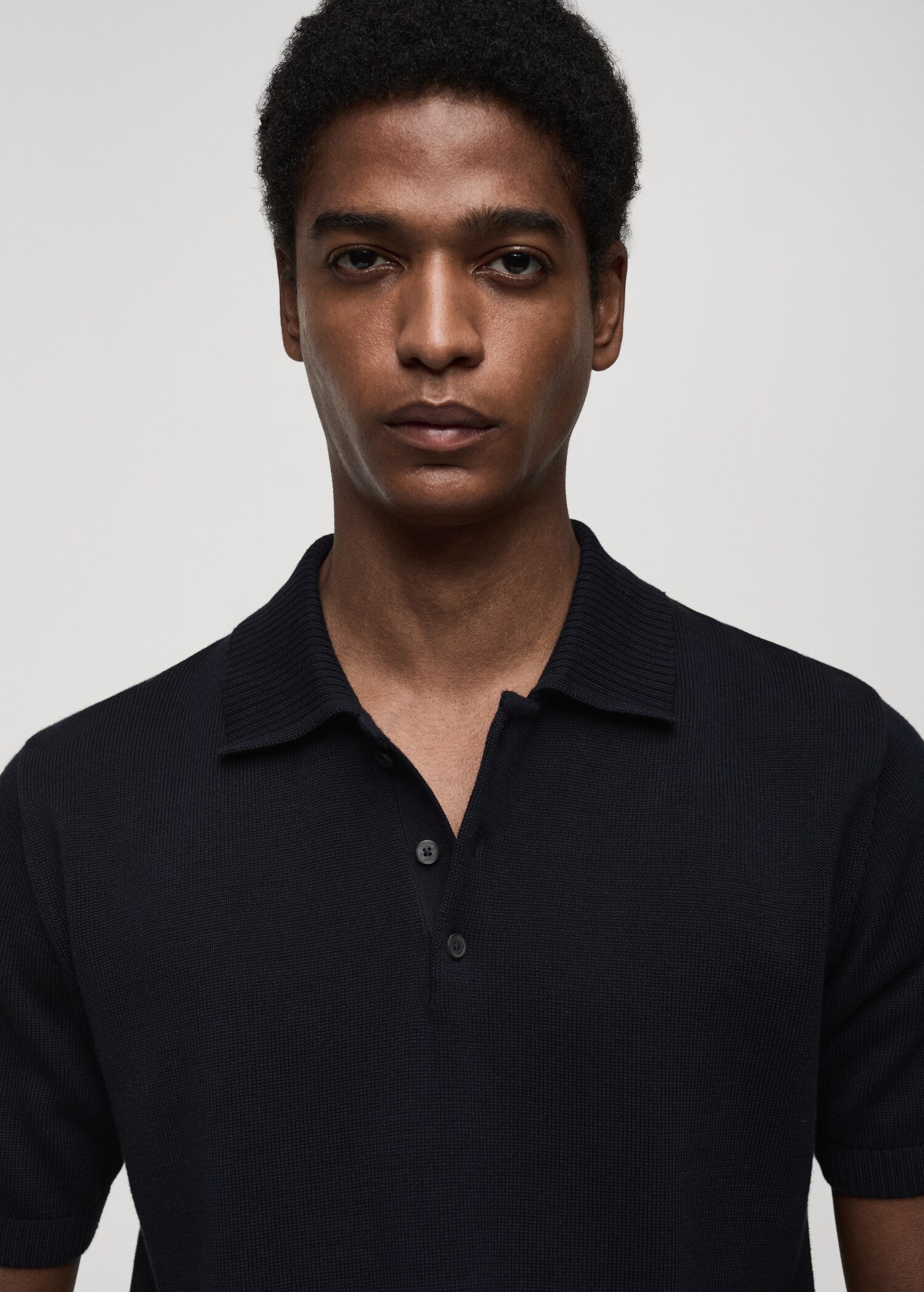 Fine-knit cotton polo shirt - Details of the article 1