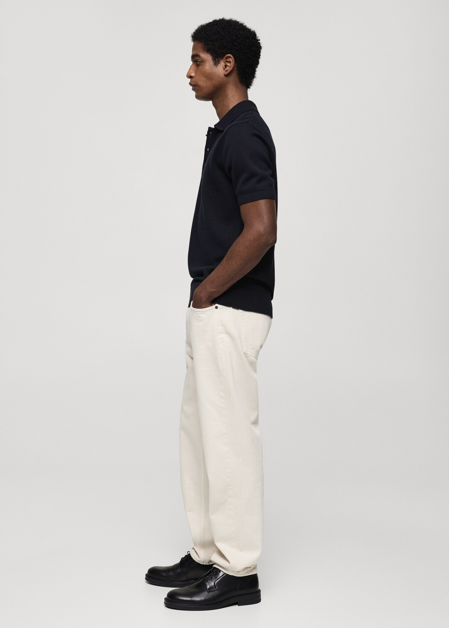 Fine-knit cotton polo shirt - Details of the article 2