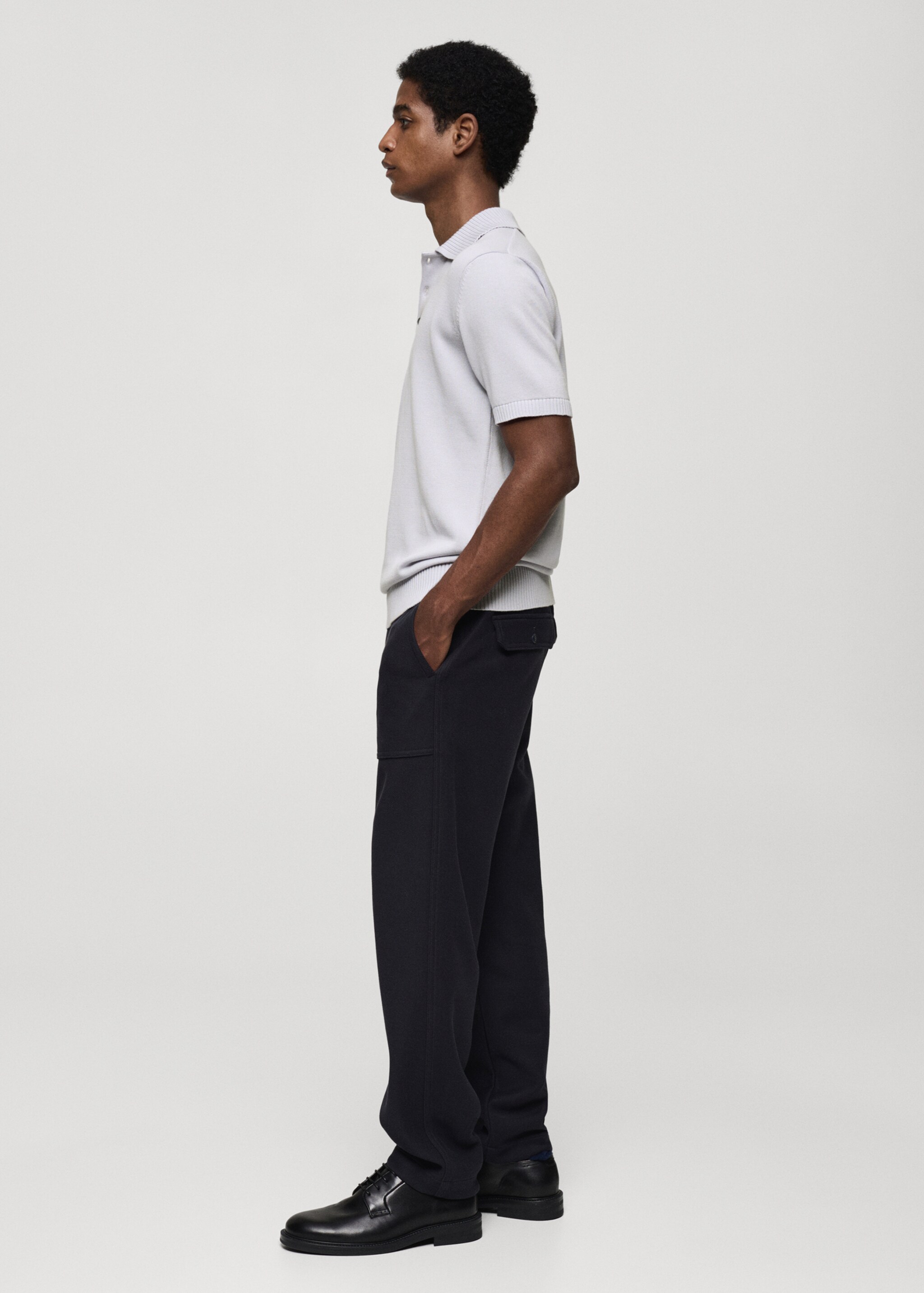 Fine-knit cotton polo shirt - Details of the article 2, Lilac. Ref: 77084443-00.