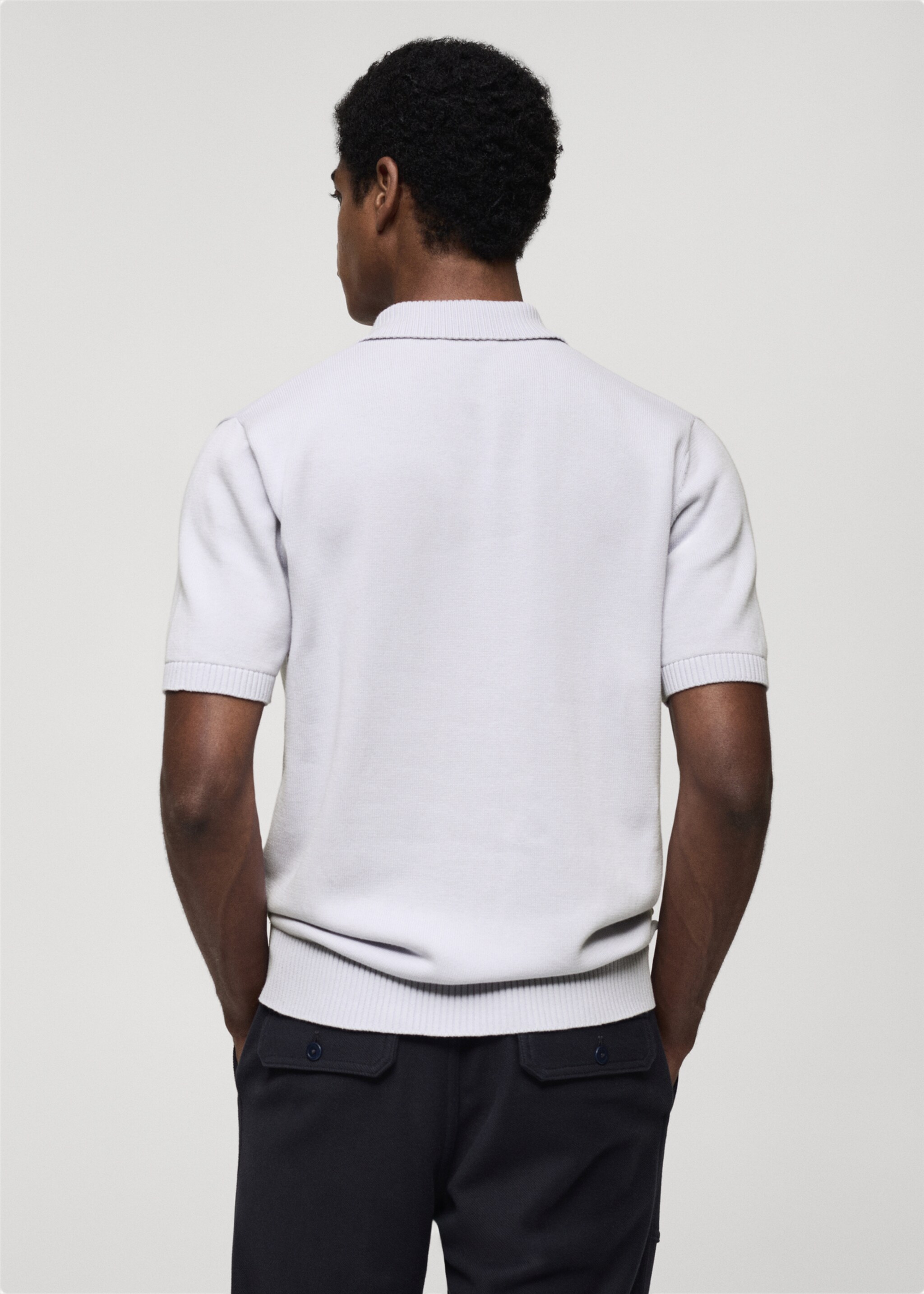 Fine-knit cotton polo shirt - Reverse of the article, Lilac. Ref: 77084443-00.