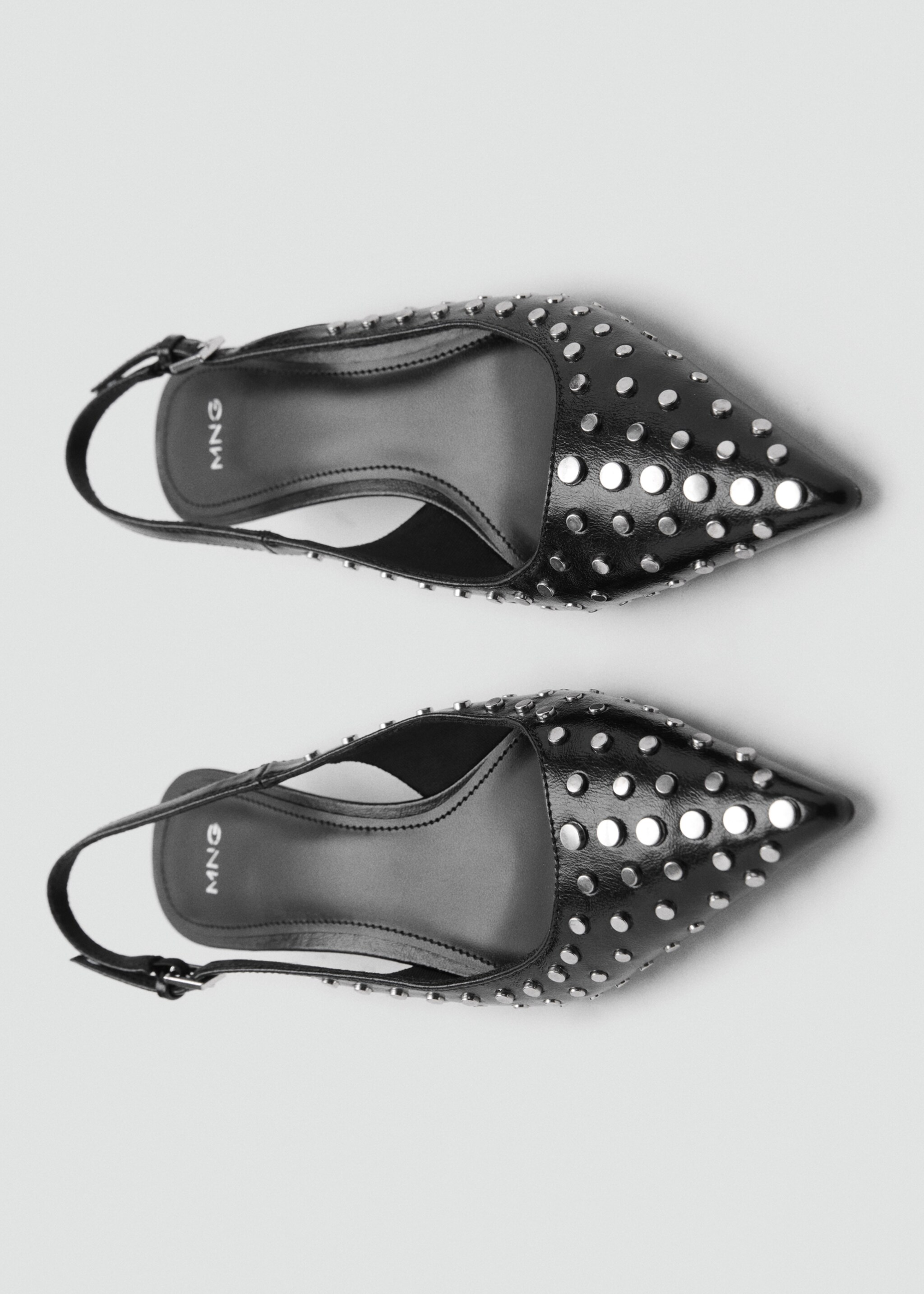 Studded slingback shoes - Details of the article 2, Black. Ref: 77084446-00.