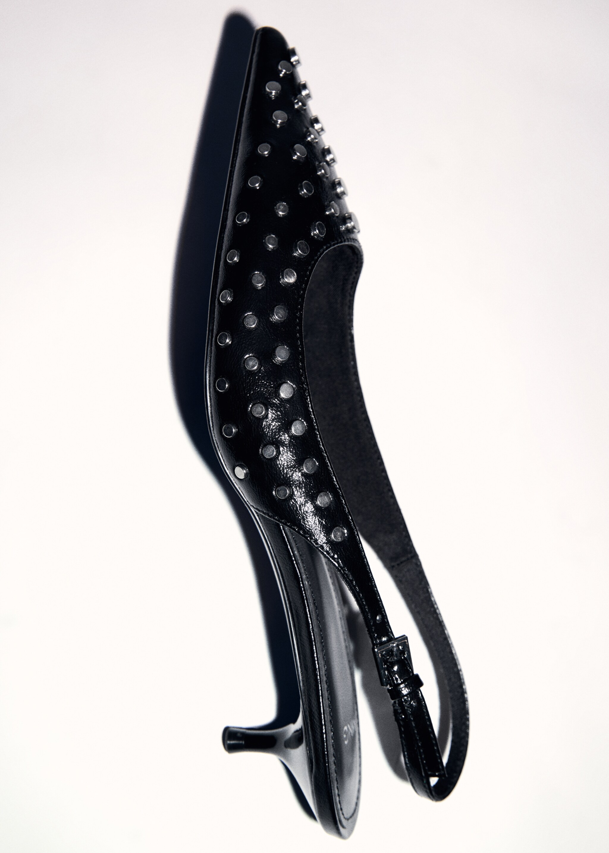 Studded slingback shoes - Details of the article 5, Black. Ref: 77084446-00.