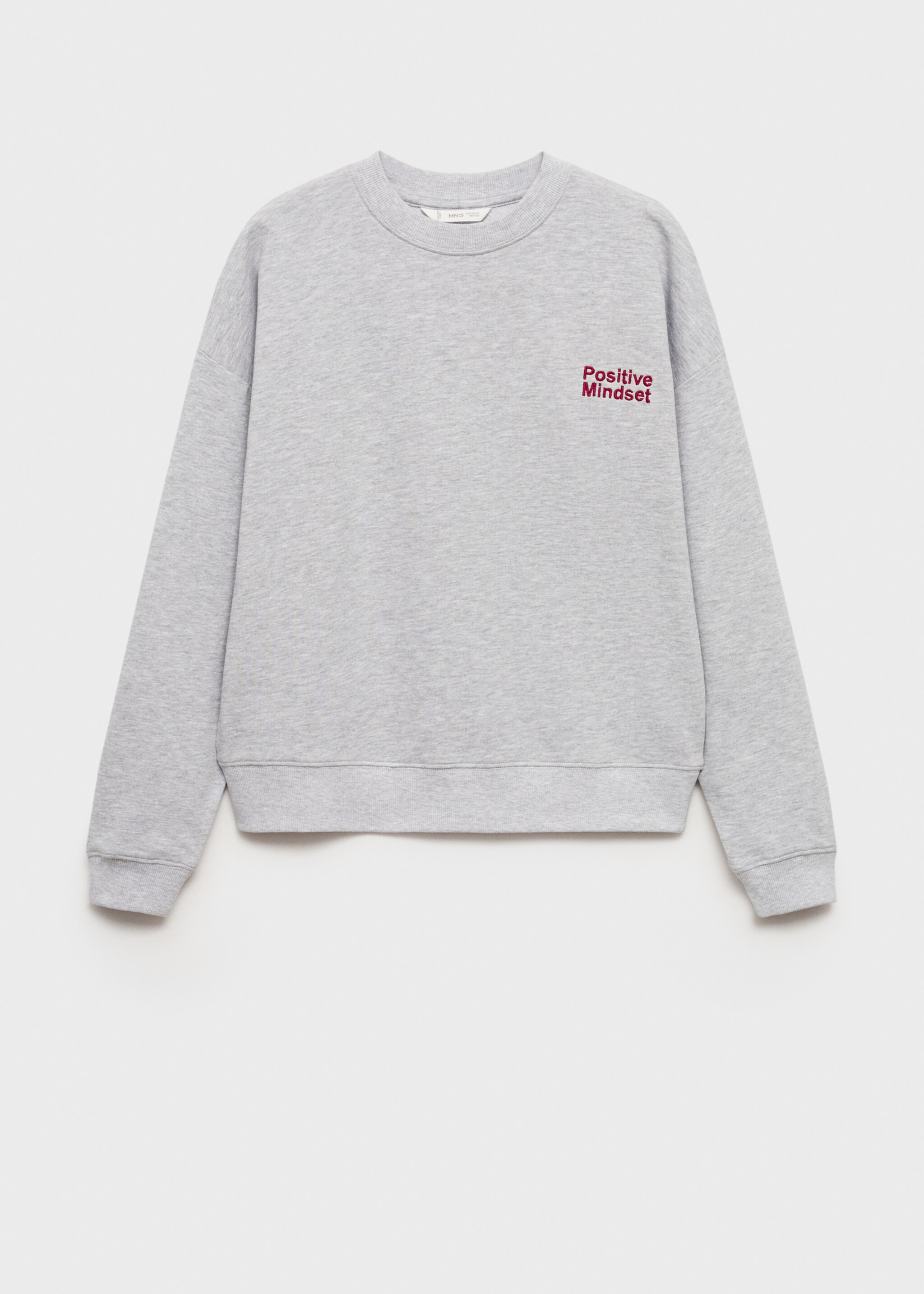 Embroidered detail cotton sweatshirt - Article without model, Light Heather Grey. Ref: 77084447-00.