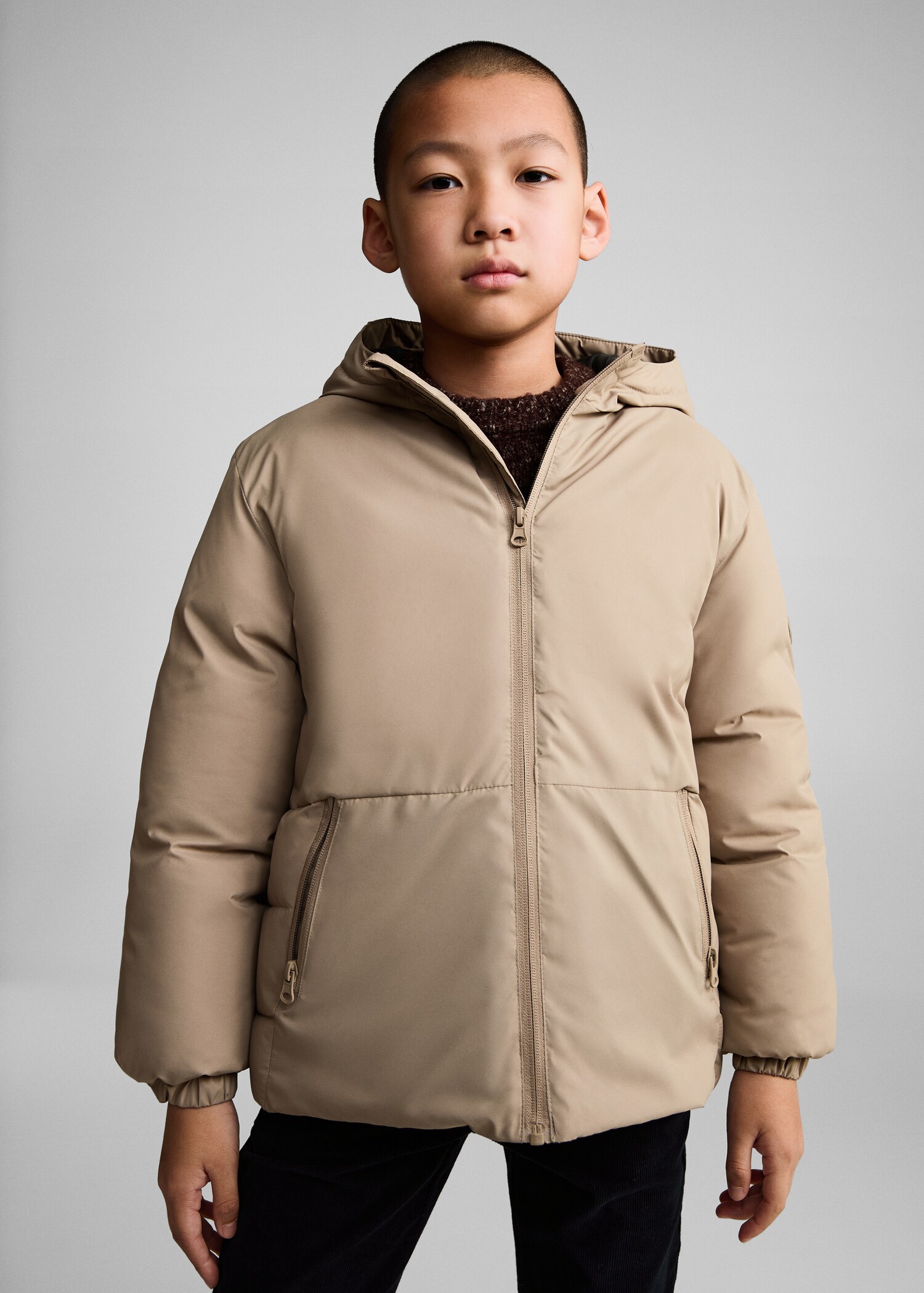 Water-repellent hood puffer coat - Medium plane