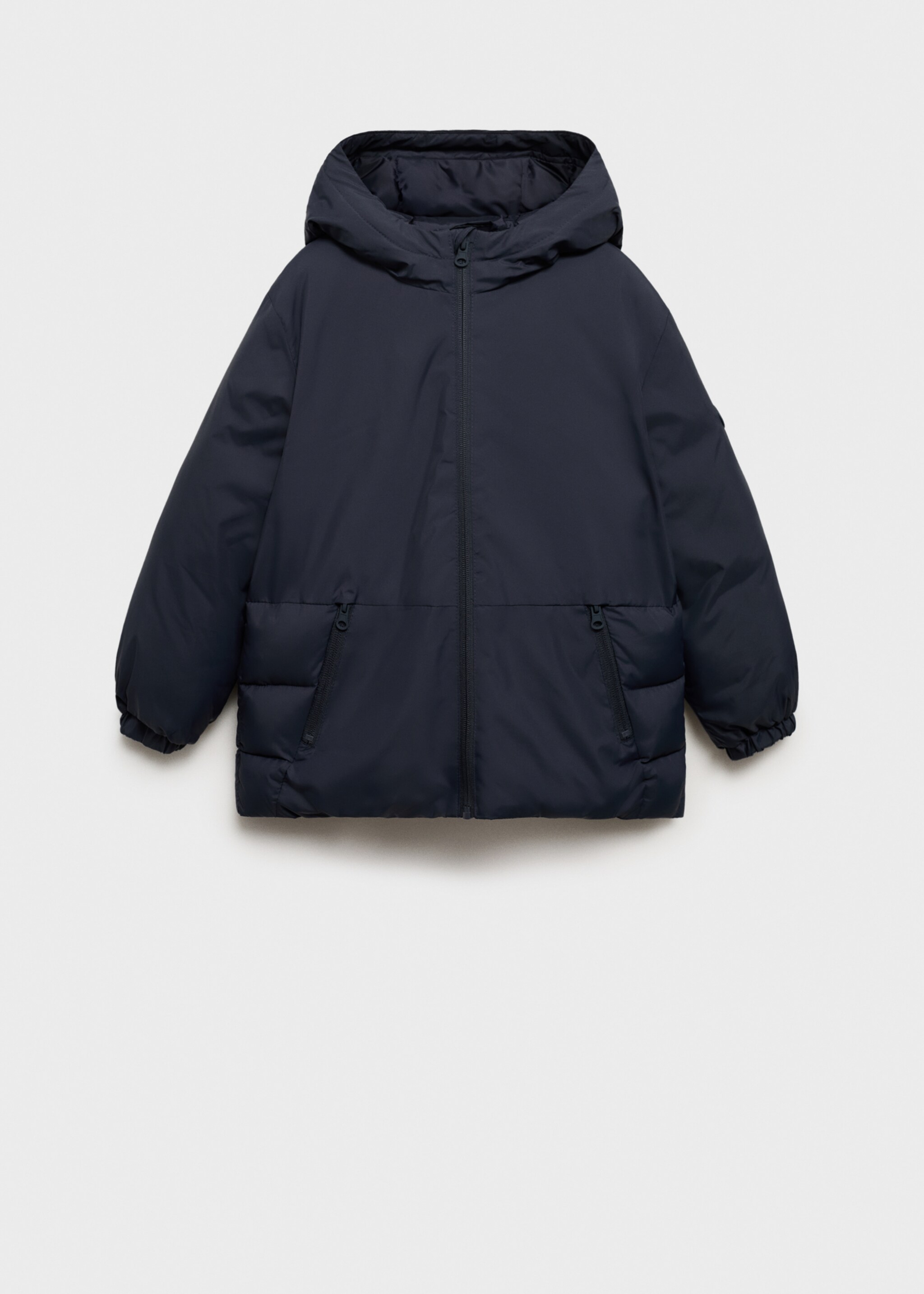 Water-repellent hood puffer coat - Article without model, Dark Navy. Ref: 77084758-00.