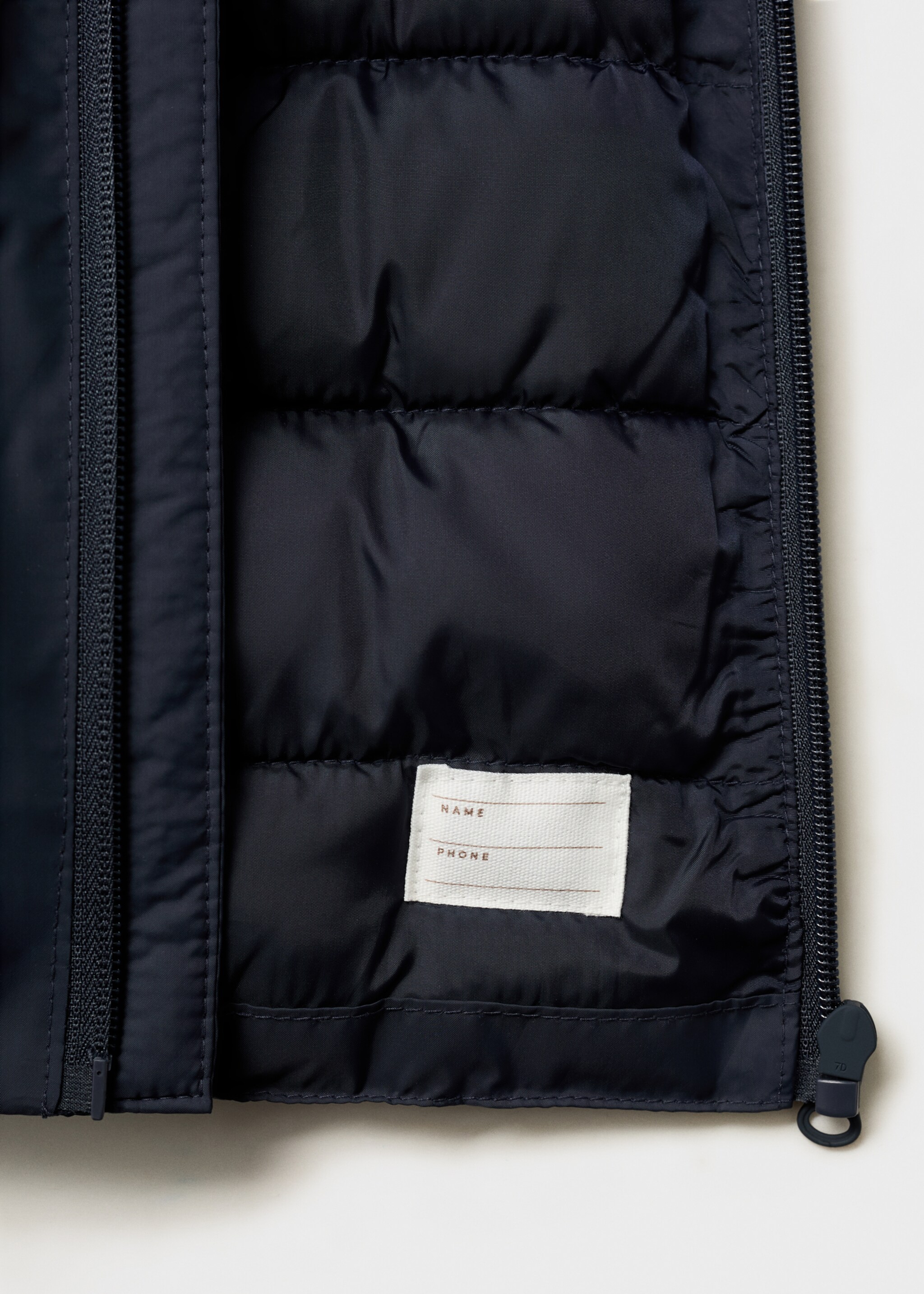 Water-repellent hood puffer coat - Details of the article 0, Dark Navy. Ref: 77084758-00.