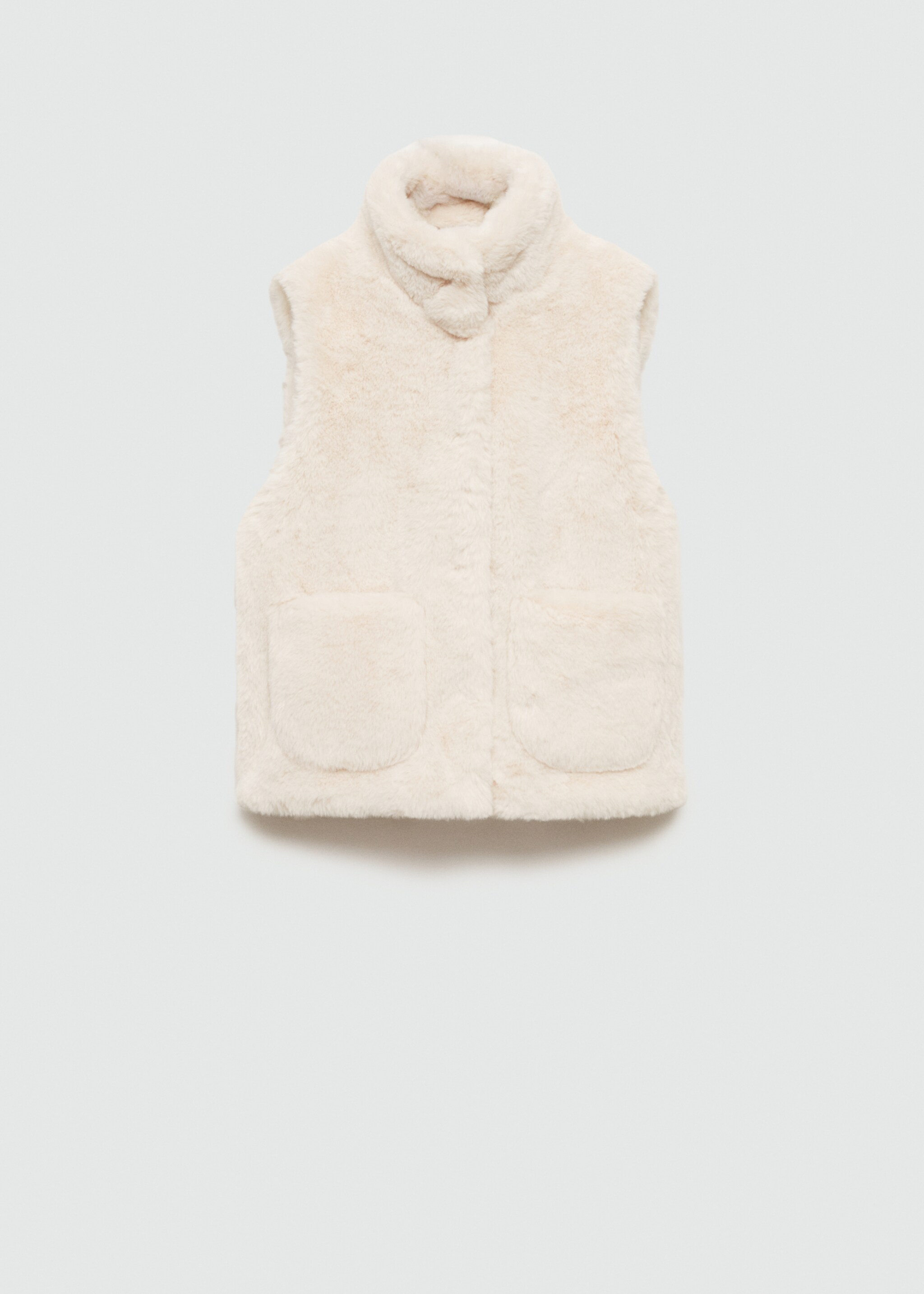 Fur-effect gilet with pockets - Article without model, Ecru. Ref: 77084759-00.