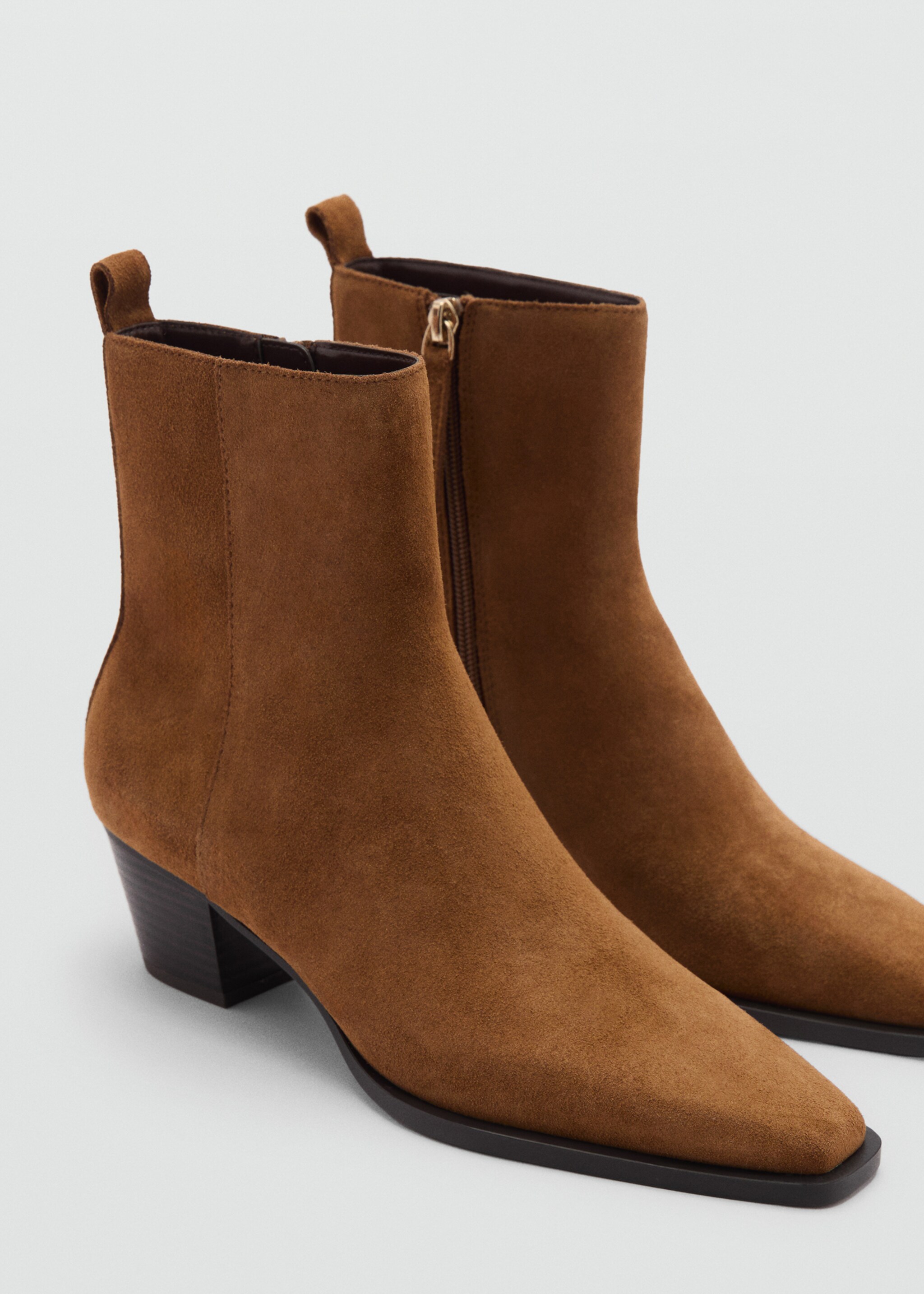 Heel suede ankle boot - Medium plane, Medium Brown. Ref: 77084761-00.
