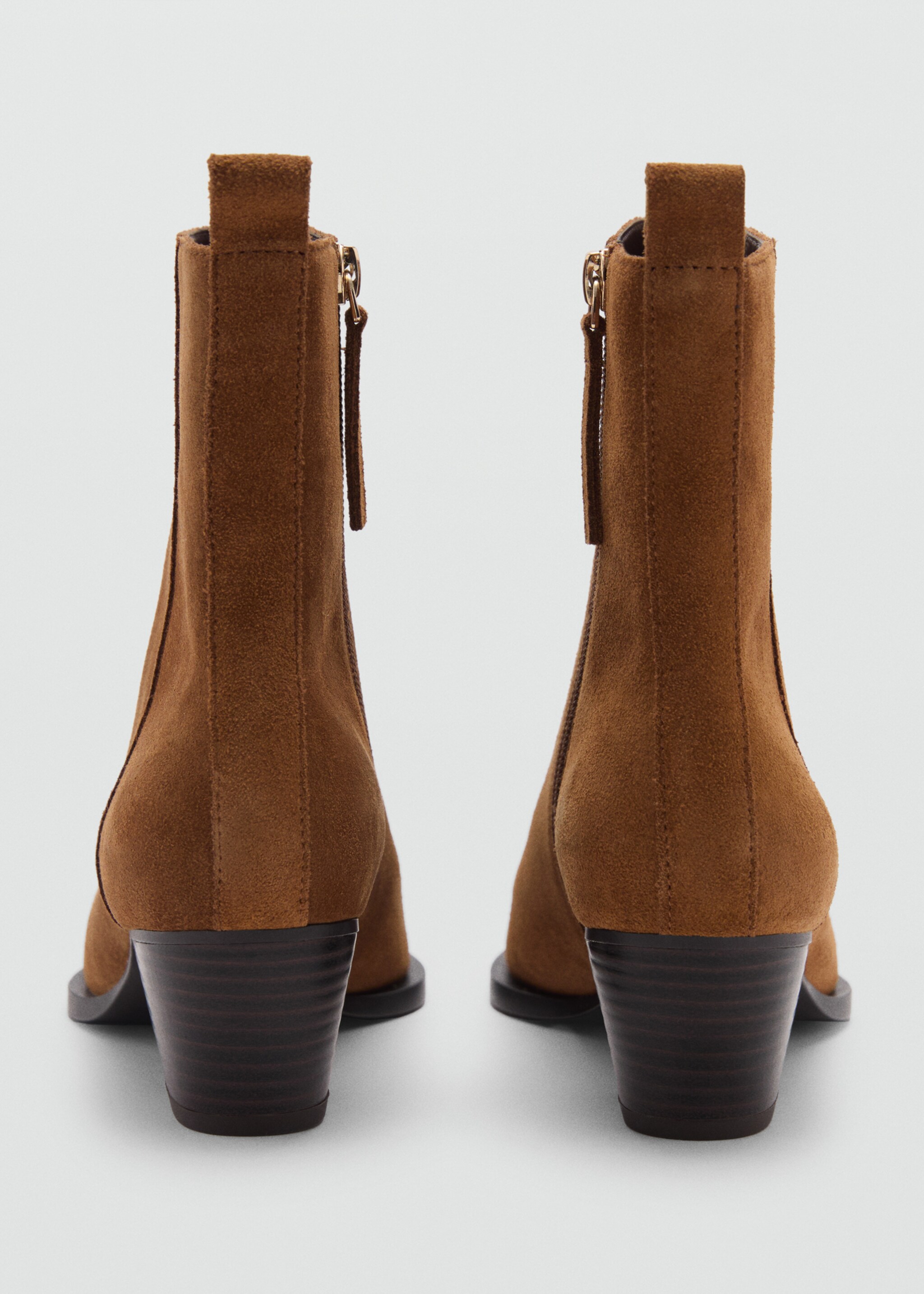 Heel suede ankle boot - Details of the article 2, Medium Brown. Ref: 77084761-00.