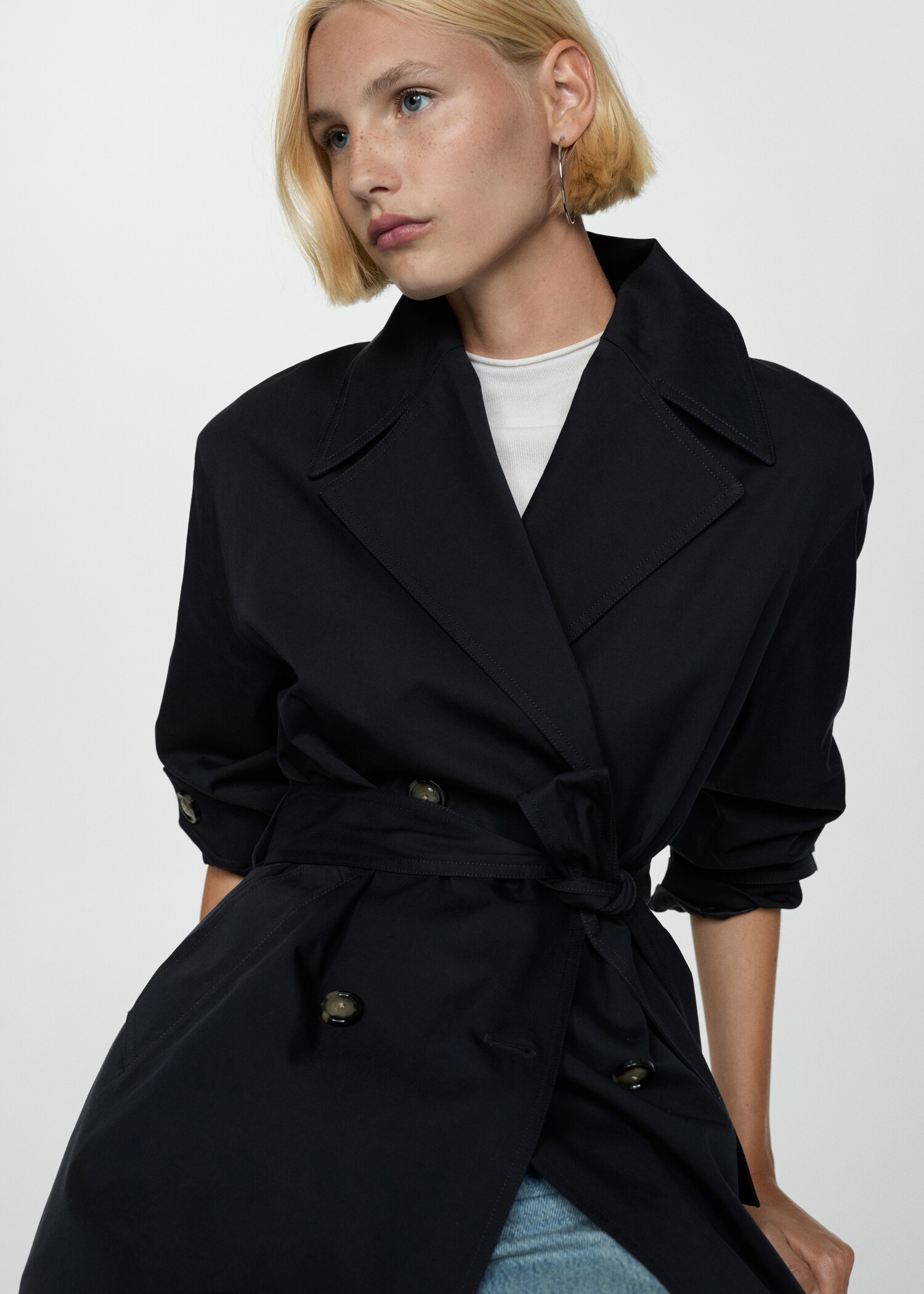 Langer zweireihiger Trenchcoat - Detail des Artikels 2