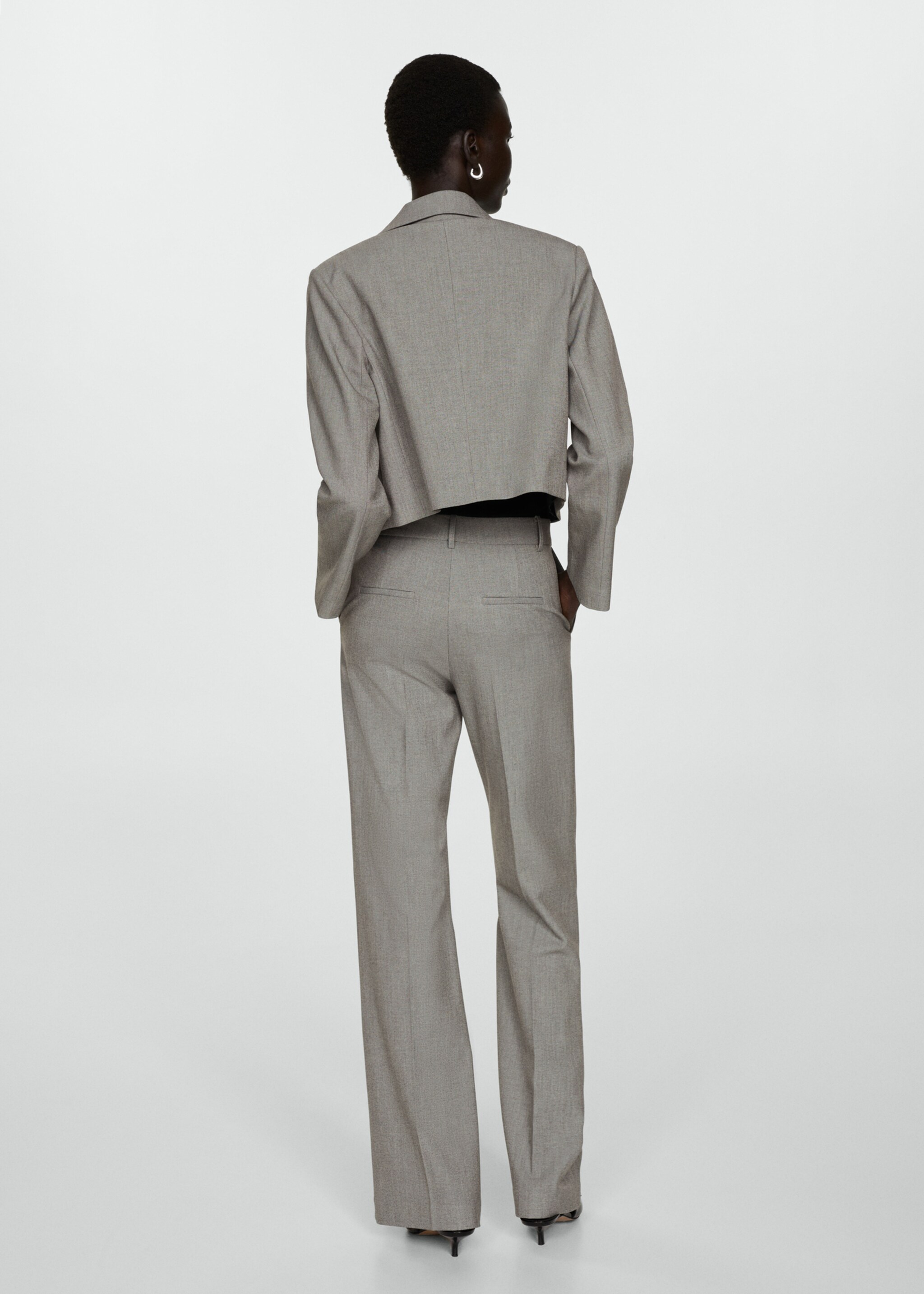 High-waist flared trousers - Reverse of the article, Light Heather Grey. Ref: 77084763-00.