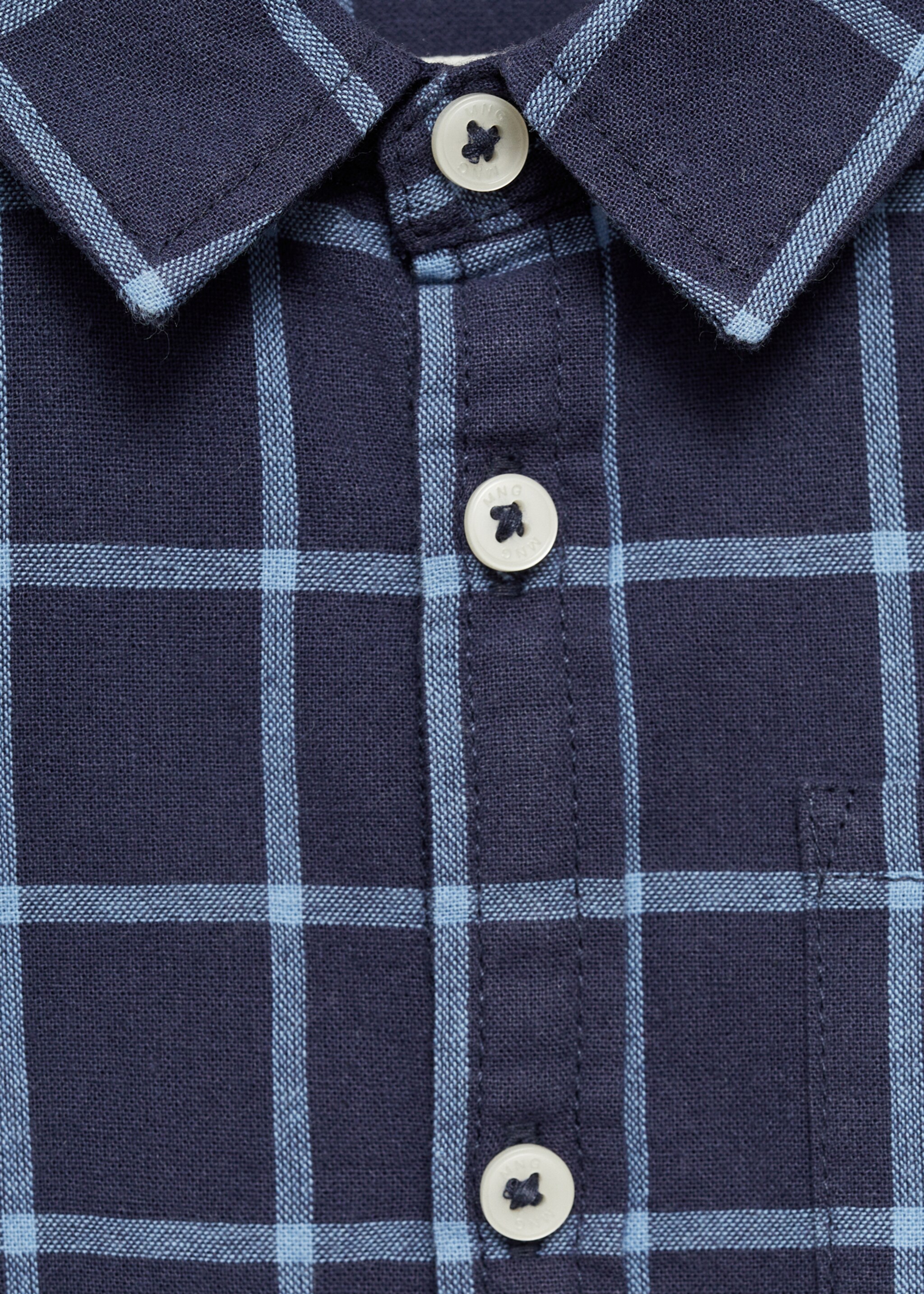 Camisa algodón cuadros - Detalle del artículo 8, Azul marino oscuro. Ref: 77084774-00.