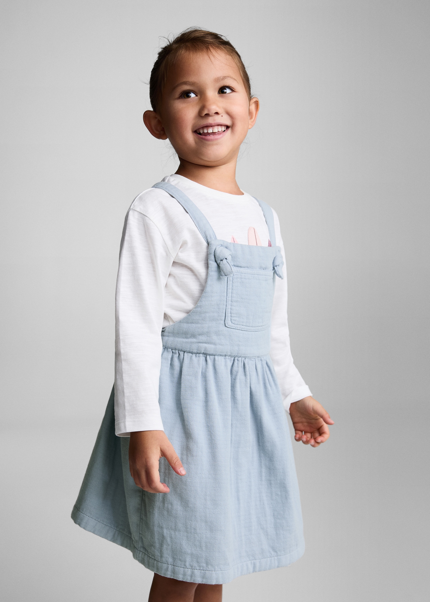 Short cotton pinafore dress - Main Image
