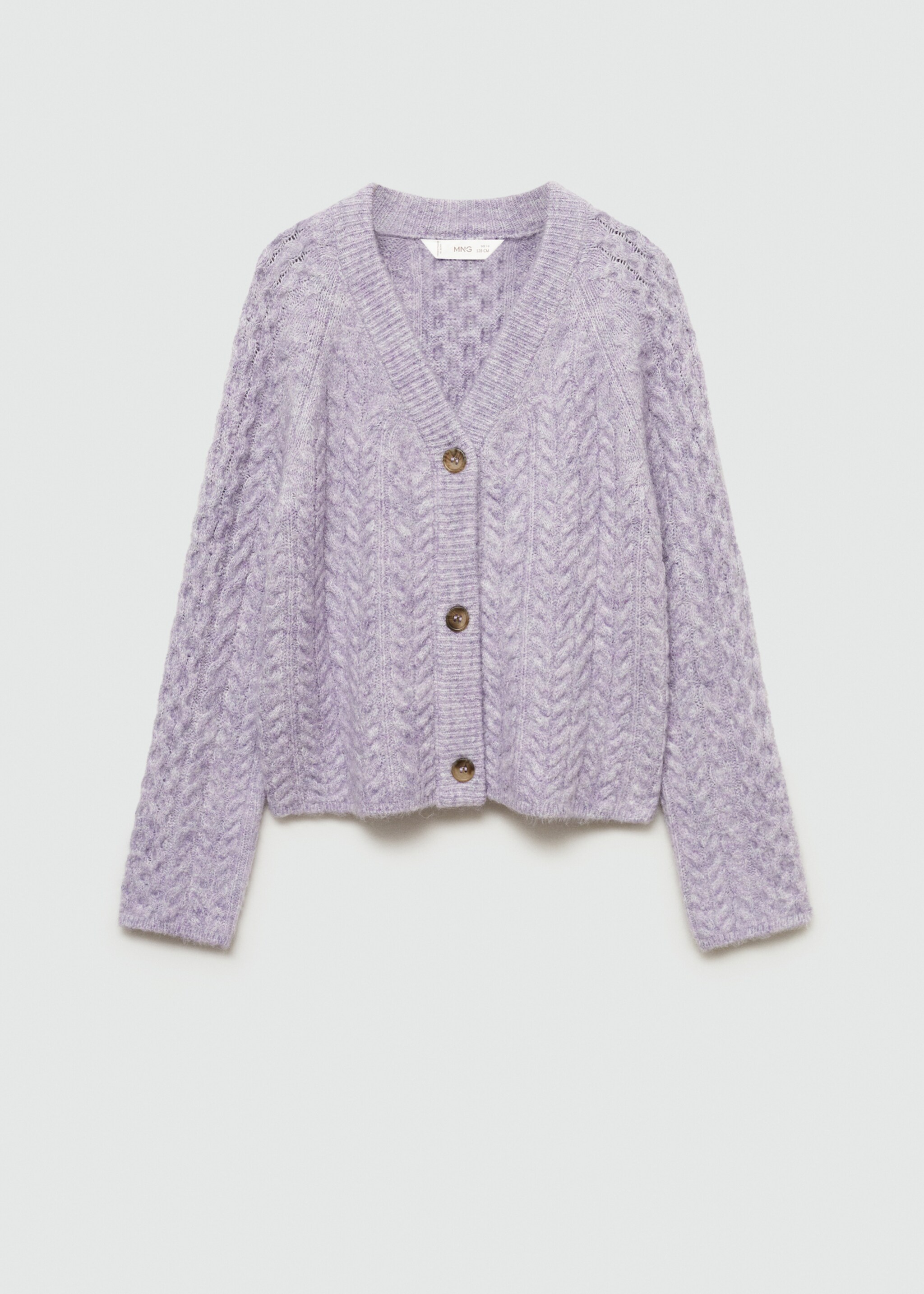 Cardigan mit Zopfmuster - Artikel ohne Model, Lavendell. Ref: 77084784-00.