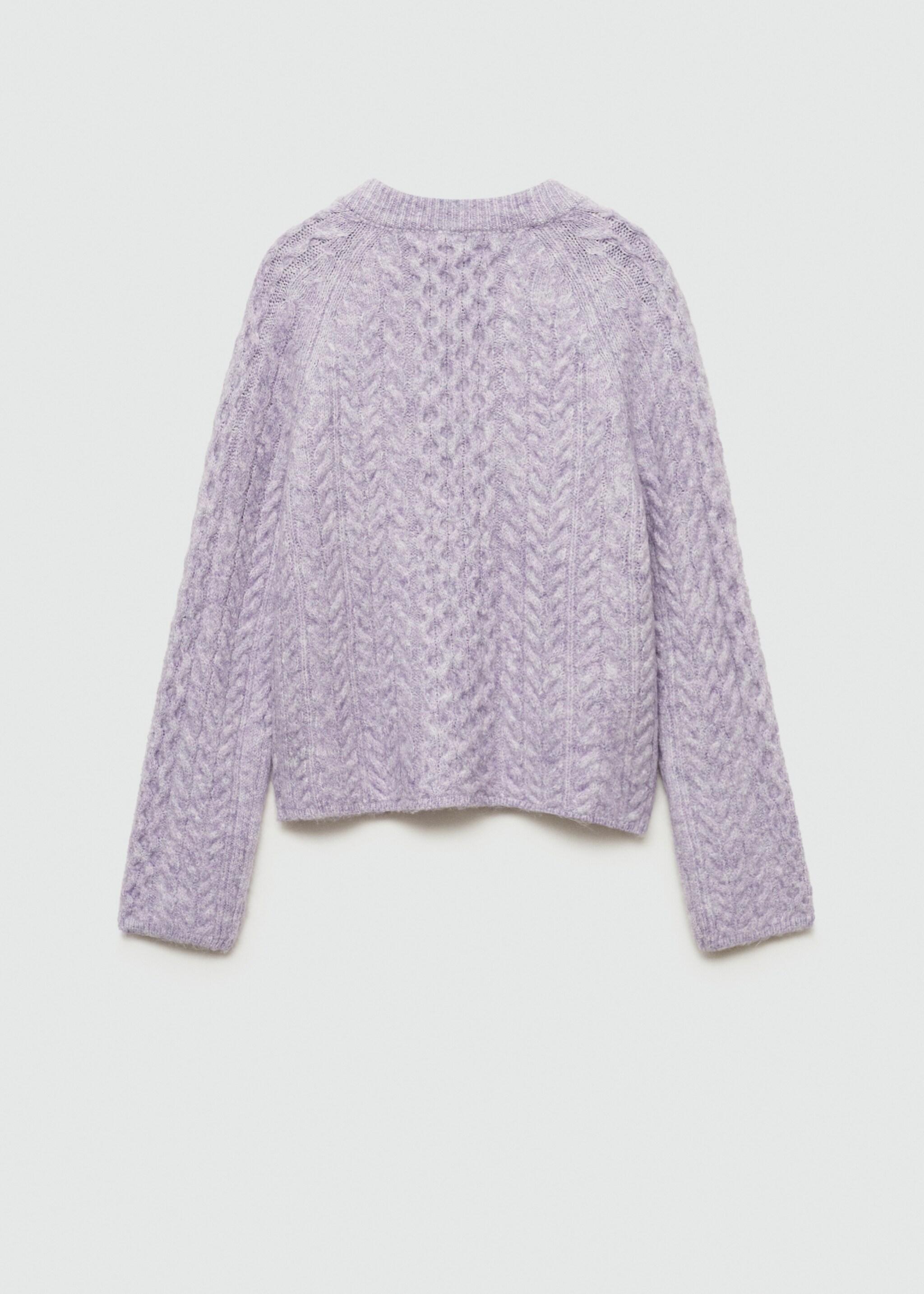 Cardigan mit Zopfmuster - Rückseite des Artikels, Lavendell. Ref: 77084784-00.