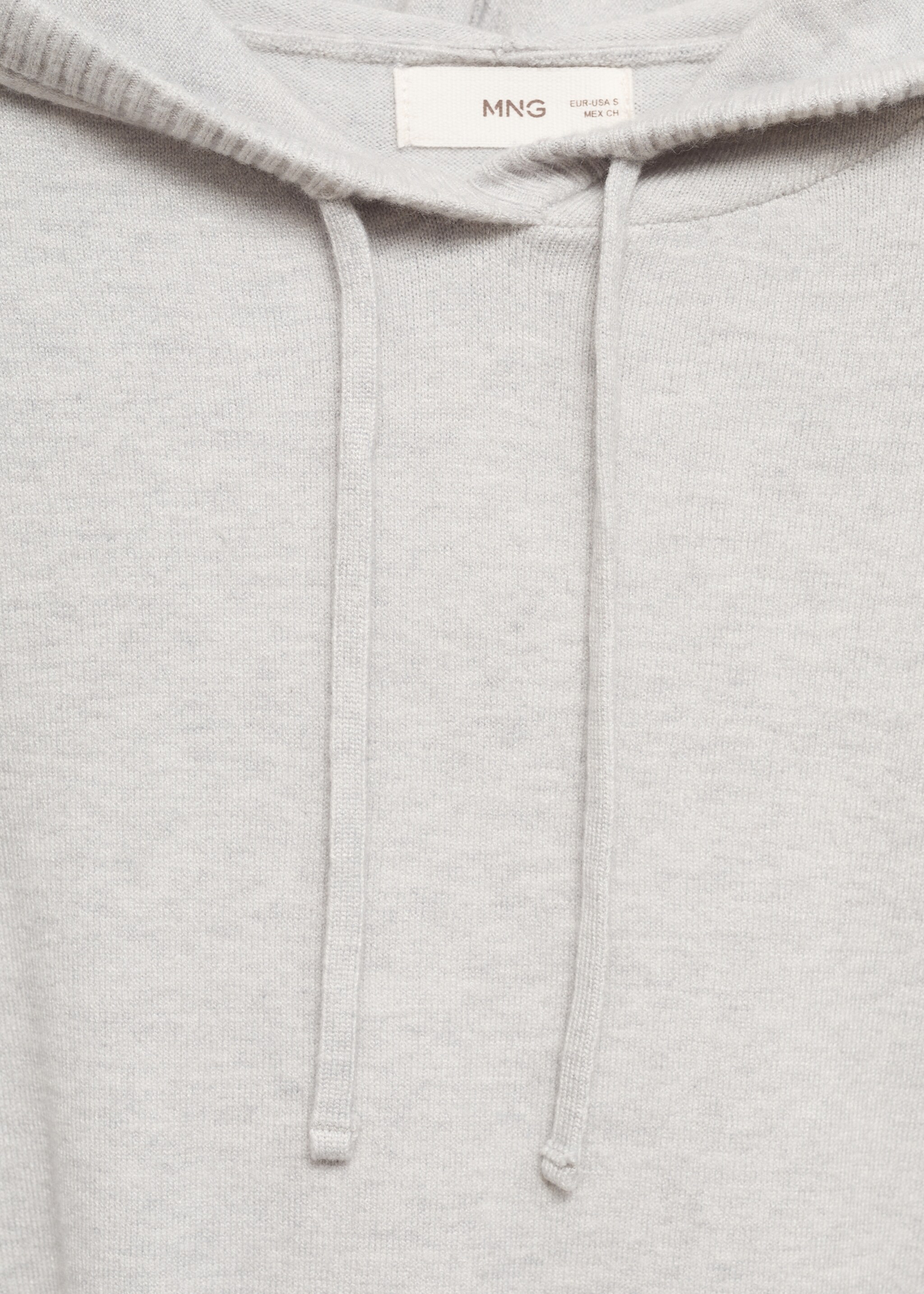 Hooded knit sweater - Details of the article 8, Grey. Ref: 77084785-00.