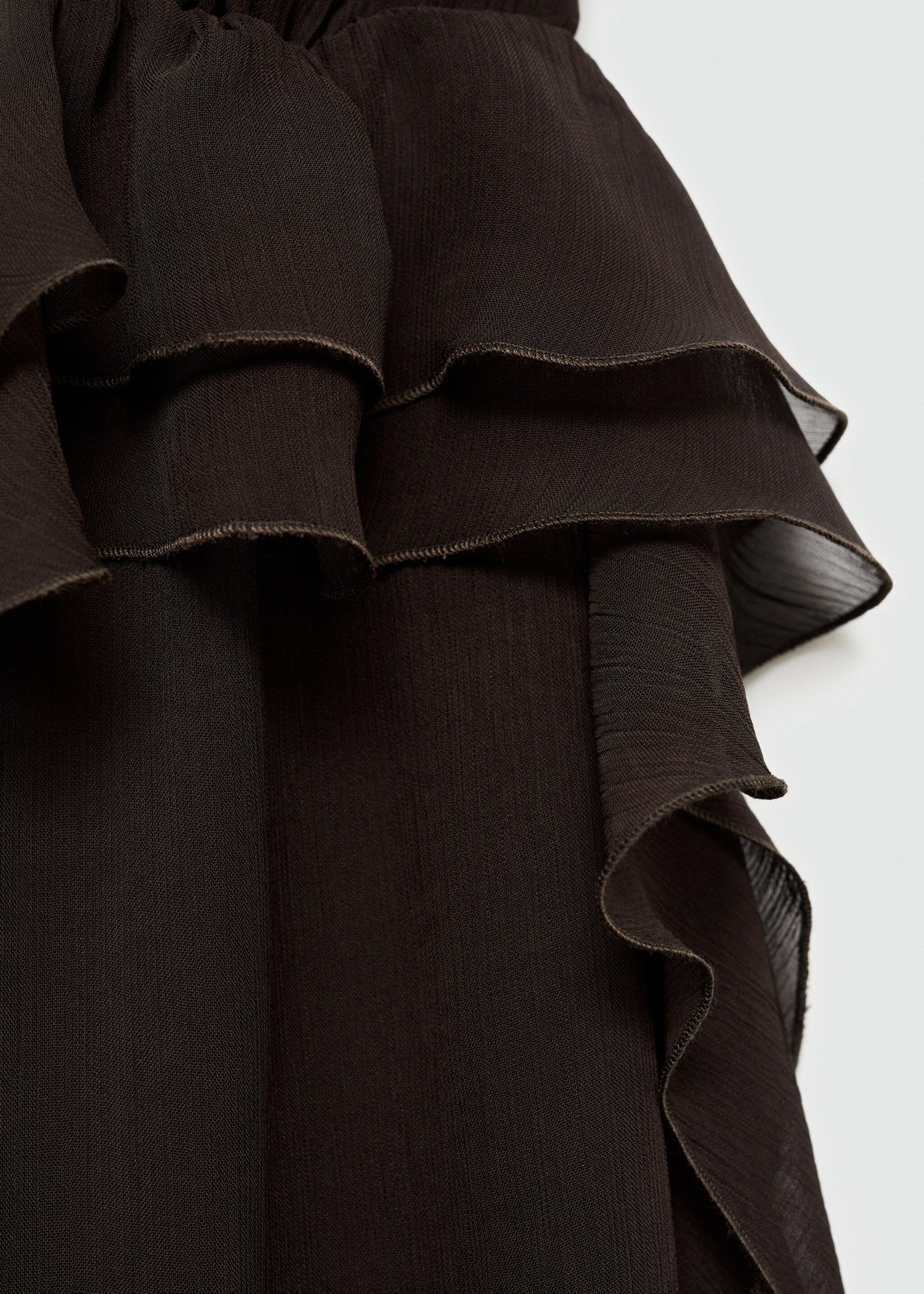Vestito chiffon spallini volant - Dettaglio dell'articolo 0, Marrone. Ref: 77084795-00.