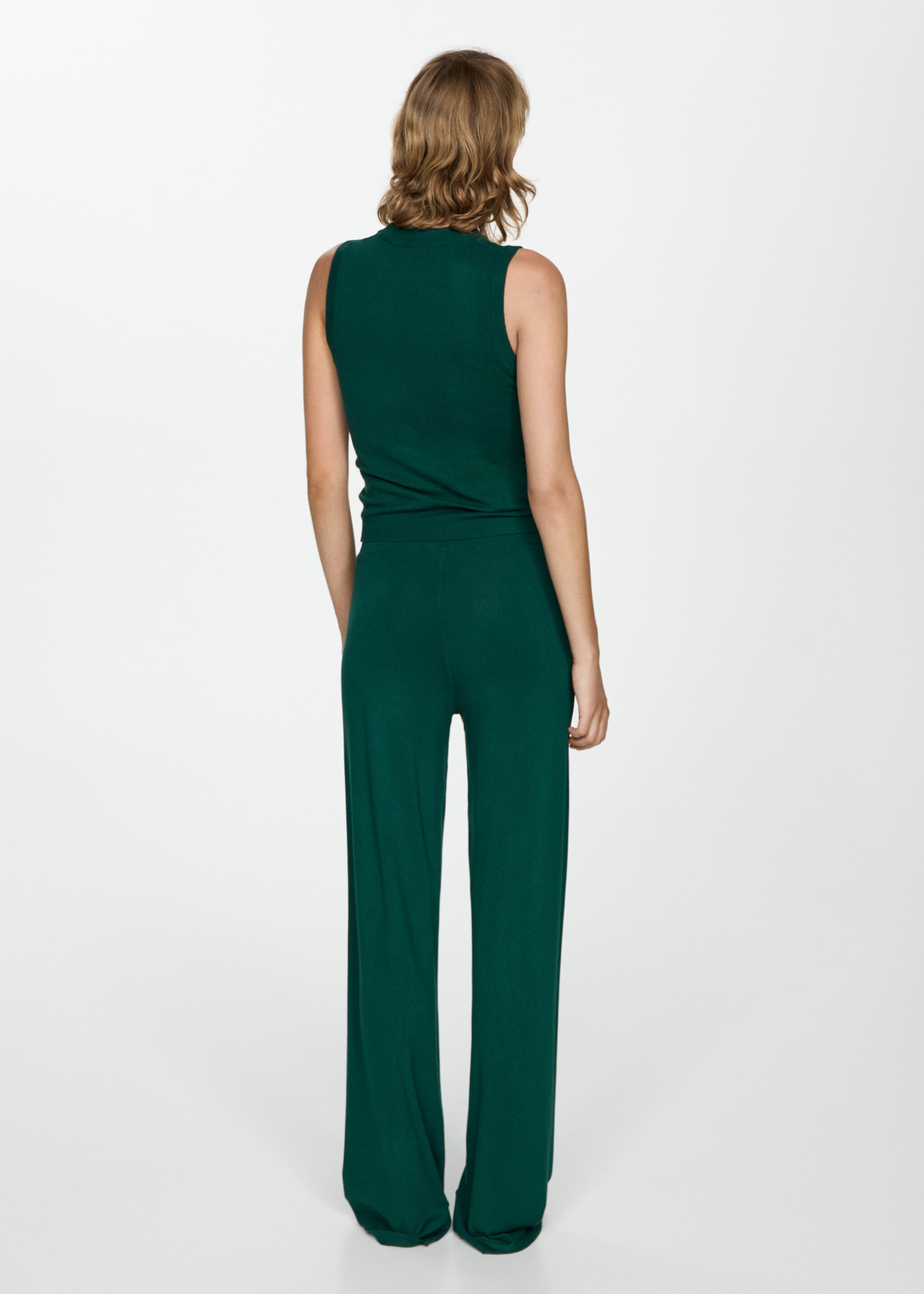 Pantalón punto wideleg - Reverso del artículo, Verde oscuro. Ref: 77085148-00.