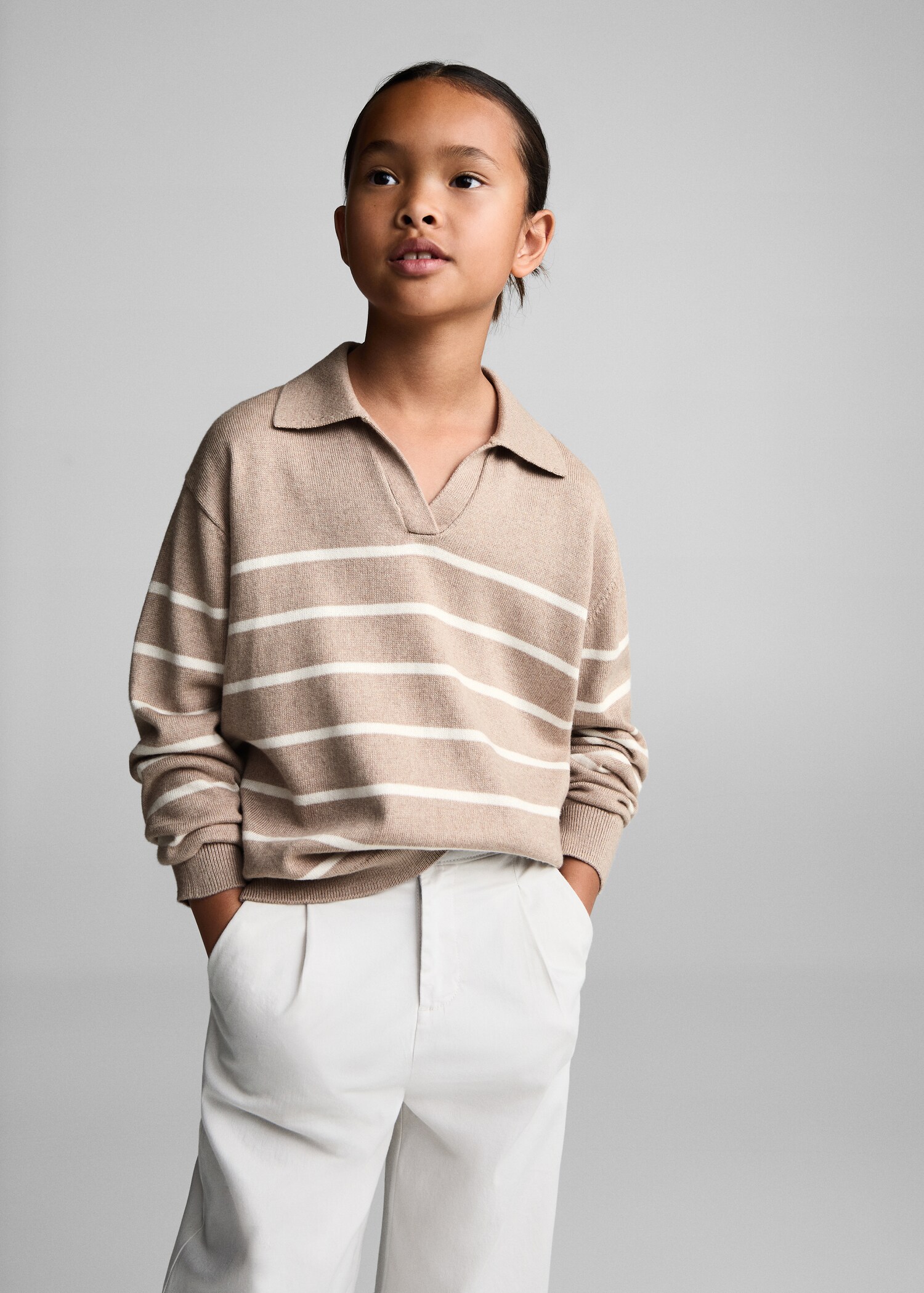 Striped polo-neck sweater - Medium plane