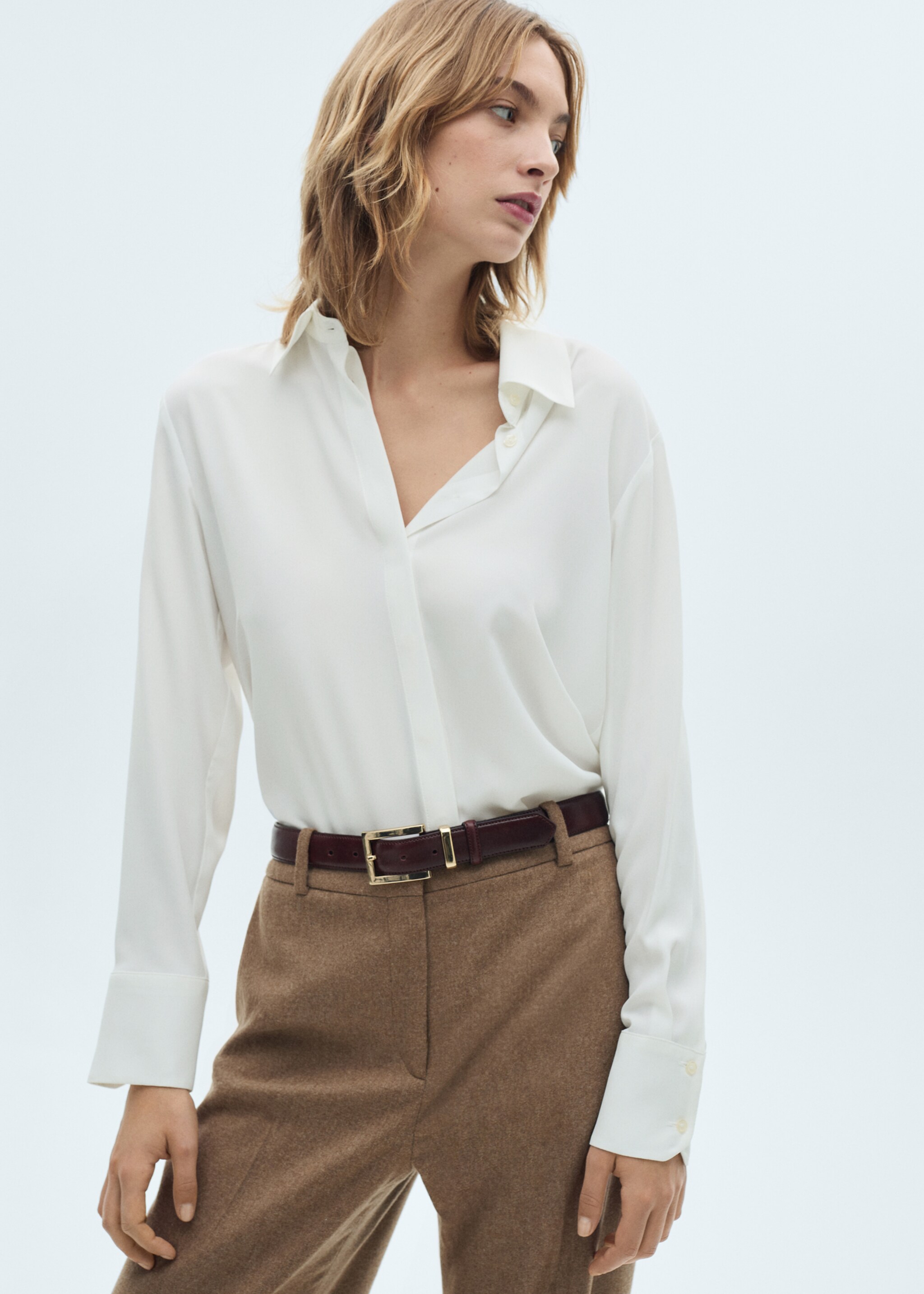 Fluid long-sleeved shirt - Medium plane, Off White. Ref: 77085628-00.