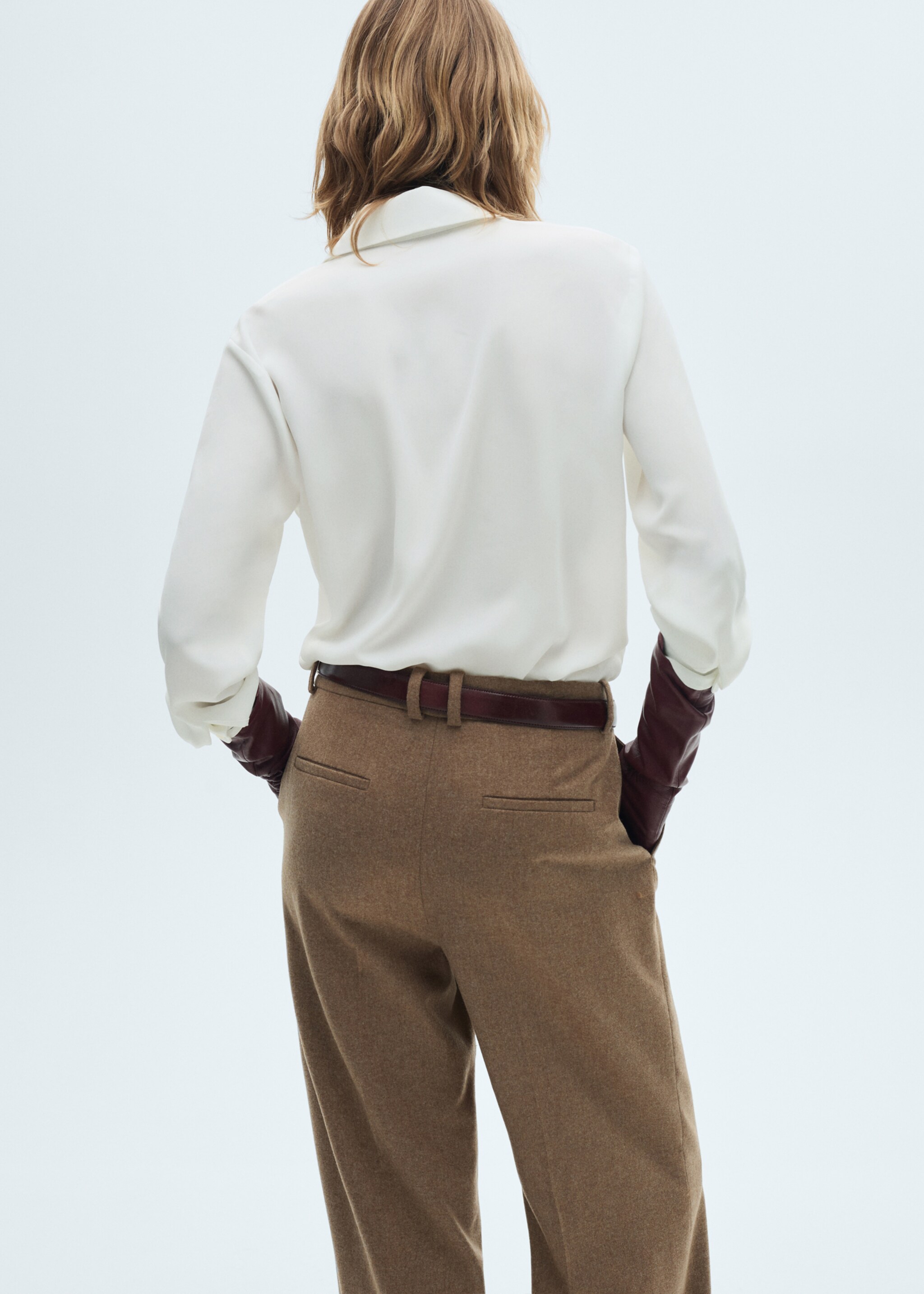 Fluid long-sleeved shirt - Reverse of the article, Off White. Ref: 77085628-00.
