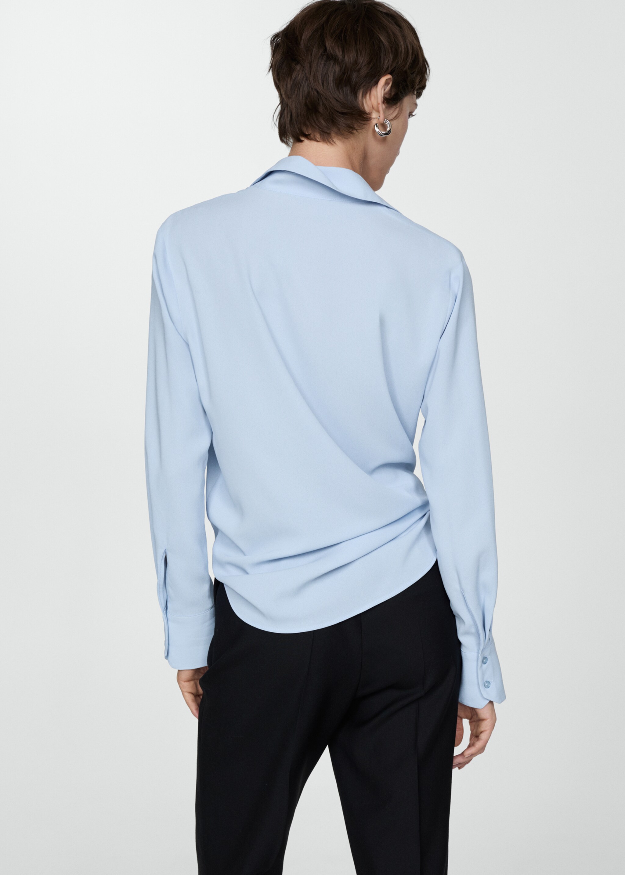 Camisa manga larga fluida - Reverso del artículo, Azul celeste. Ref: 77085628-00.