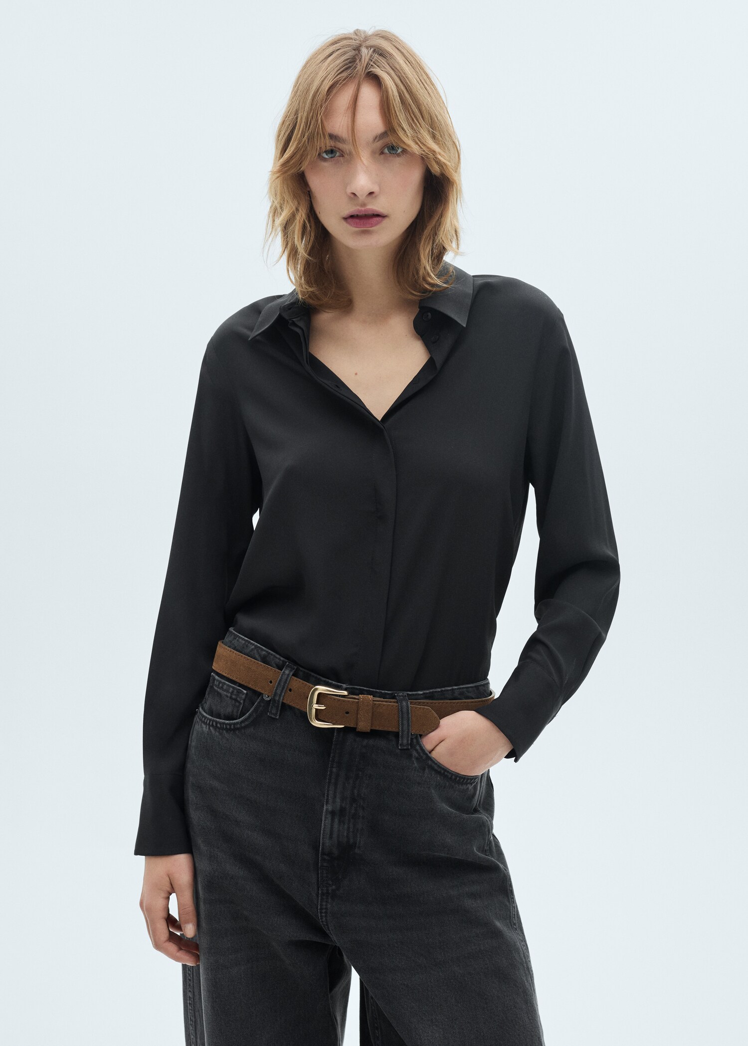 Camisa manga larga fluida - Plano medio