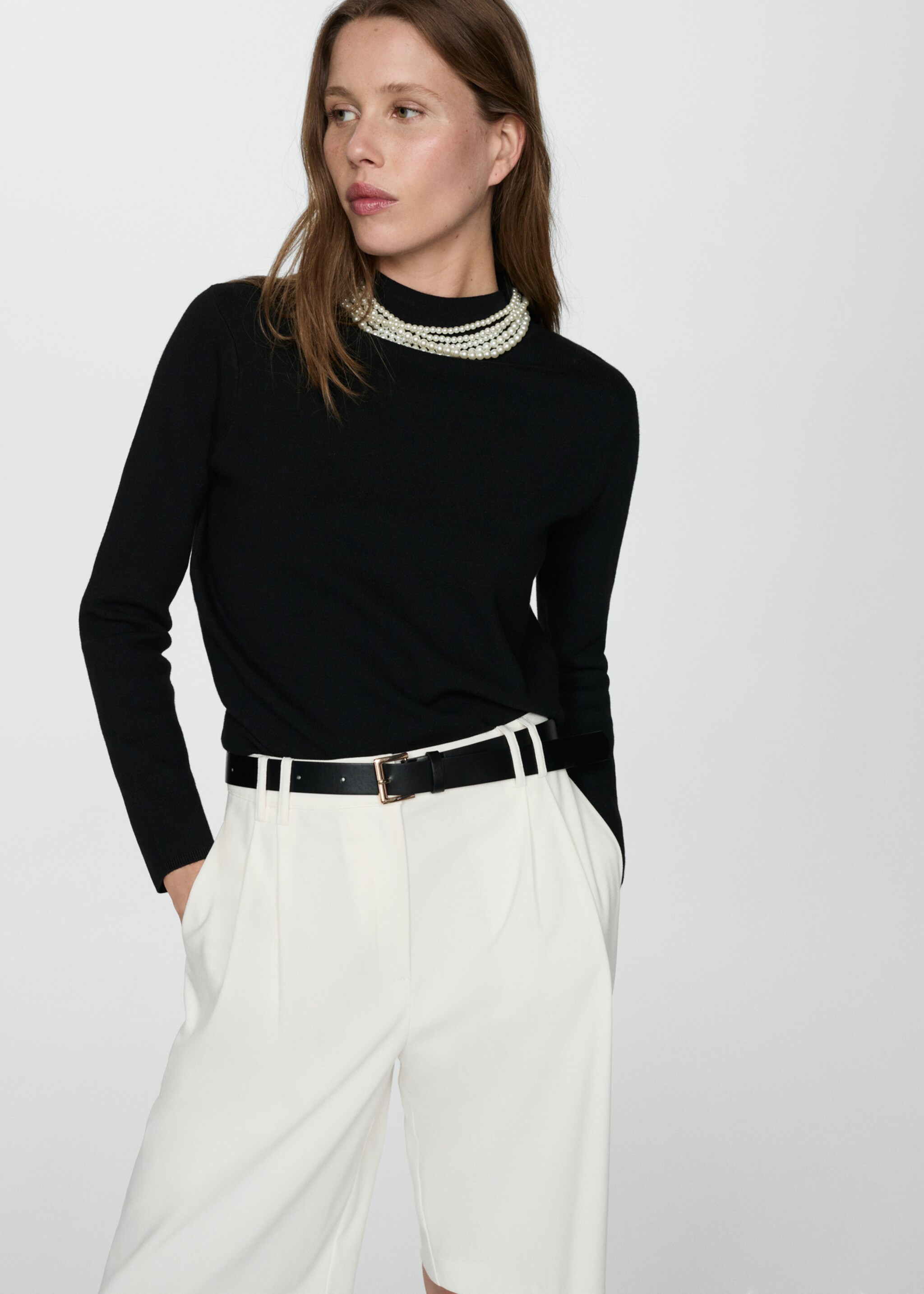 Perkins-neck sweater - Medium plane, Black. Ref: 77085636-00.