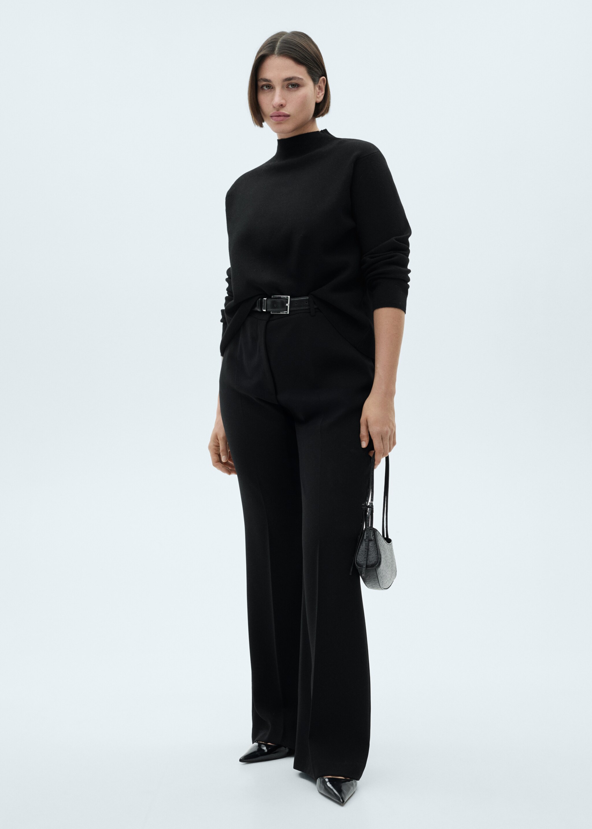 Perkins-neck sweater - Details of the article 3, Black. Ref: 77085636-00.