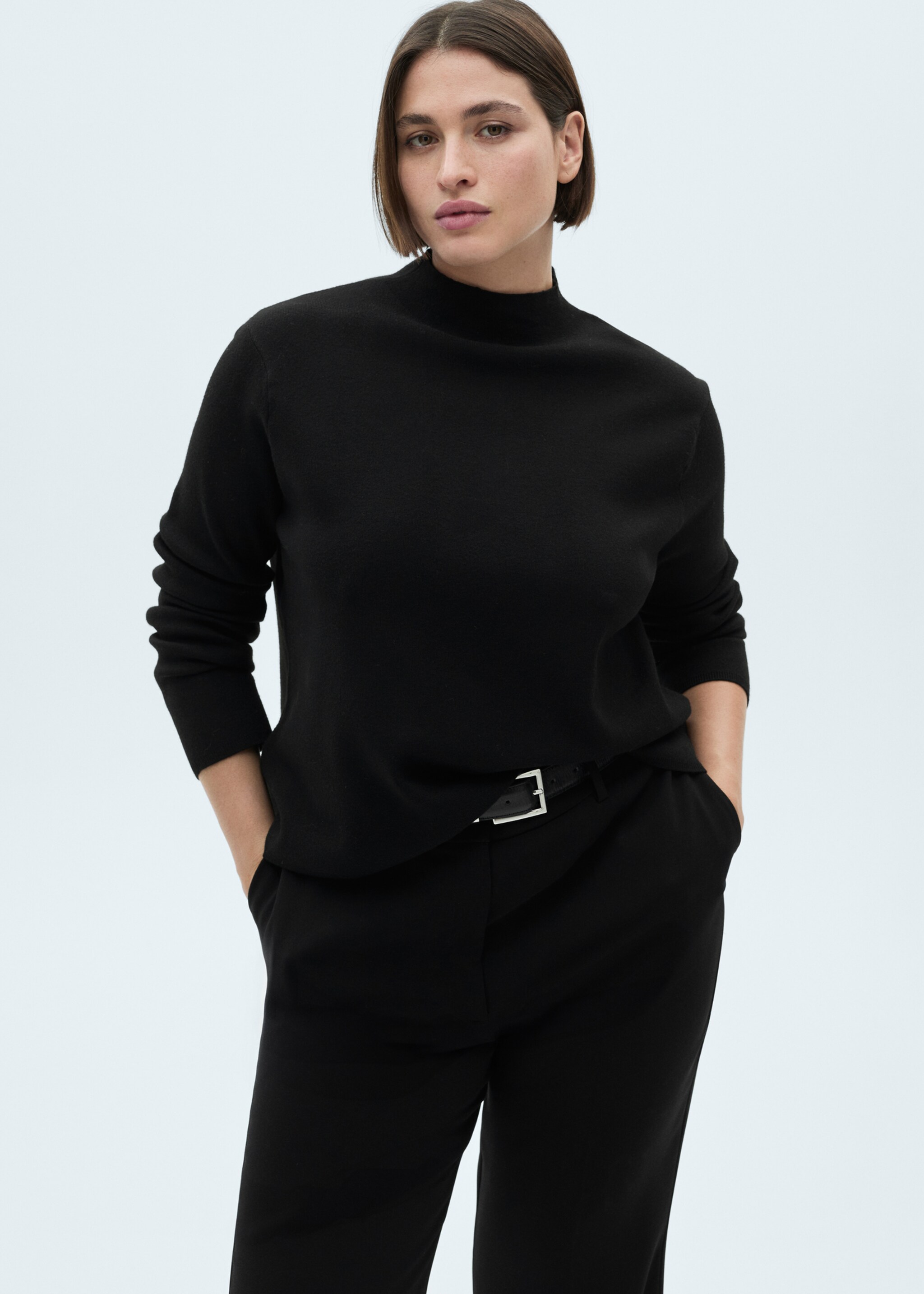 Perkins-neck sweater - Details of the article 5, Black. Ref: 77085636-00.
