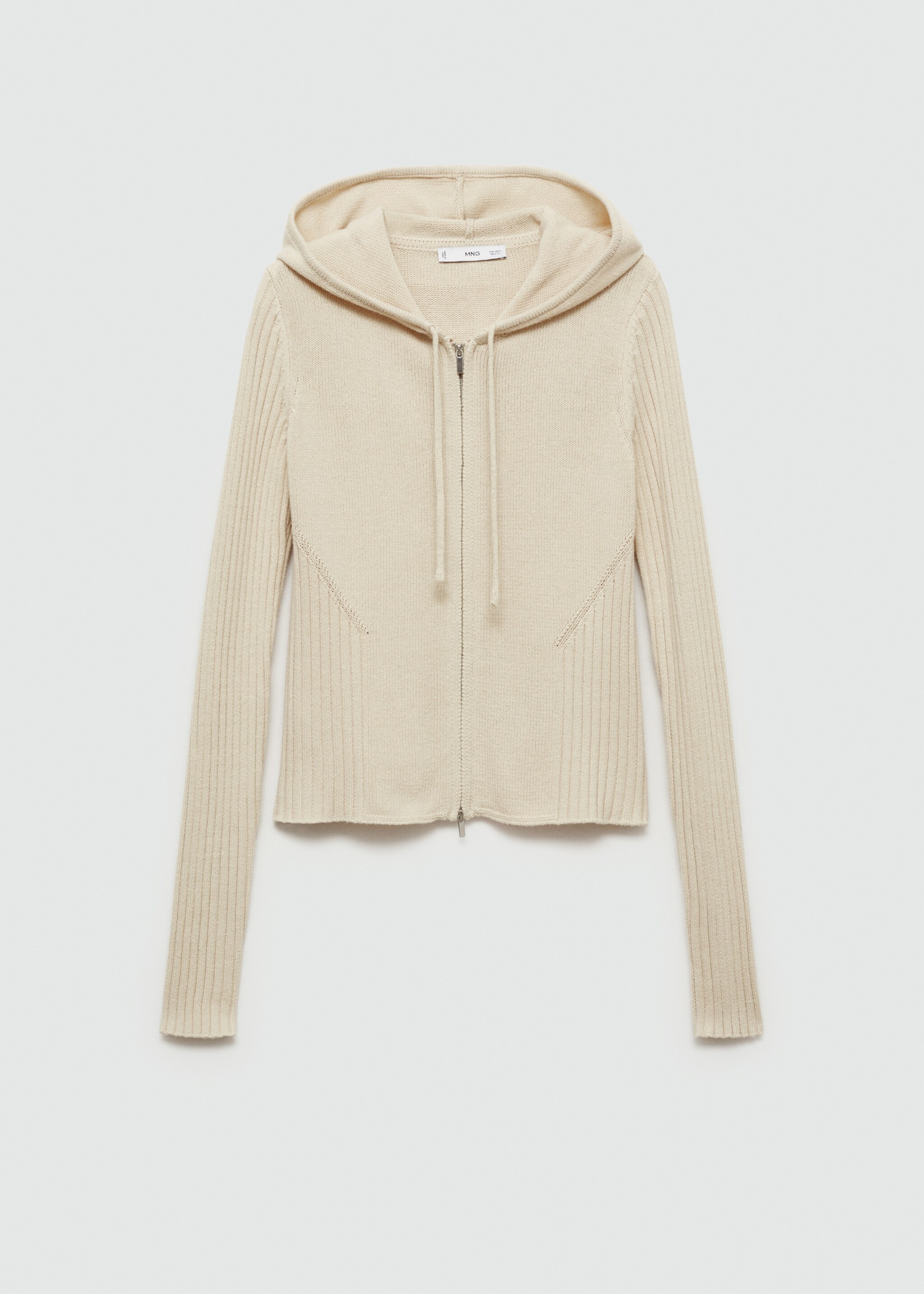 Cardigan à capuche zippé - Article sans modèle, Écru. Ref: 77085641-00.