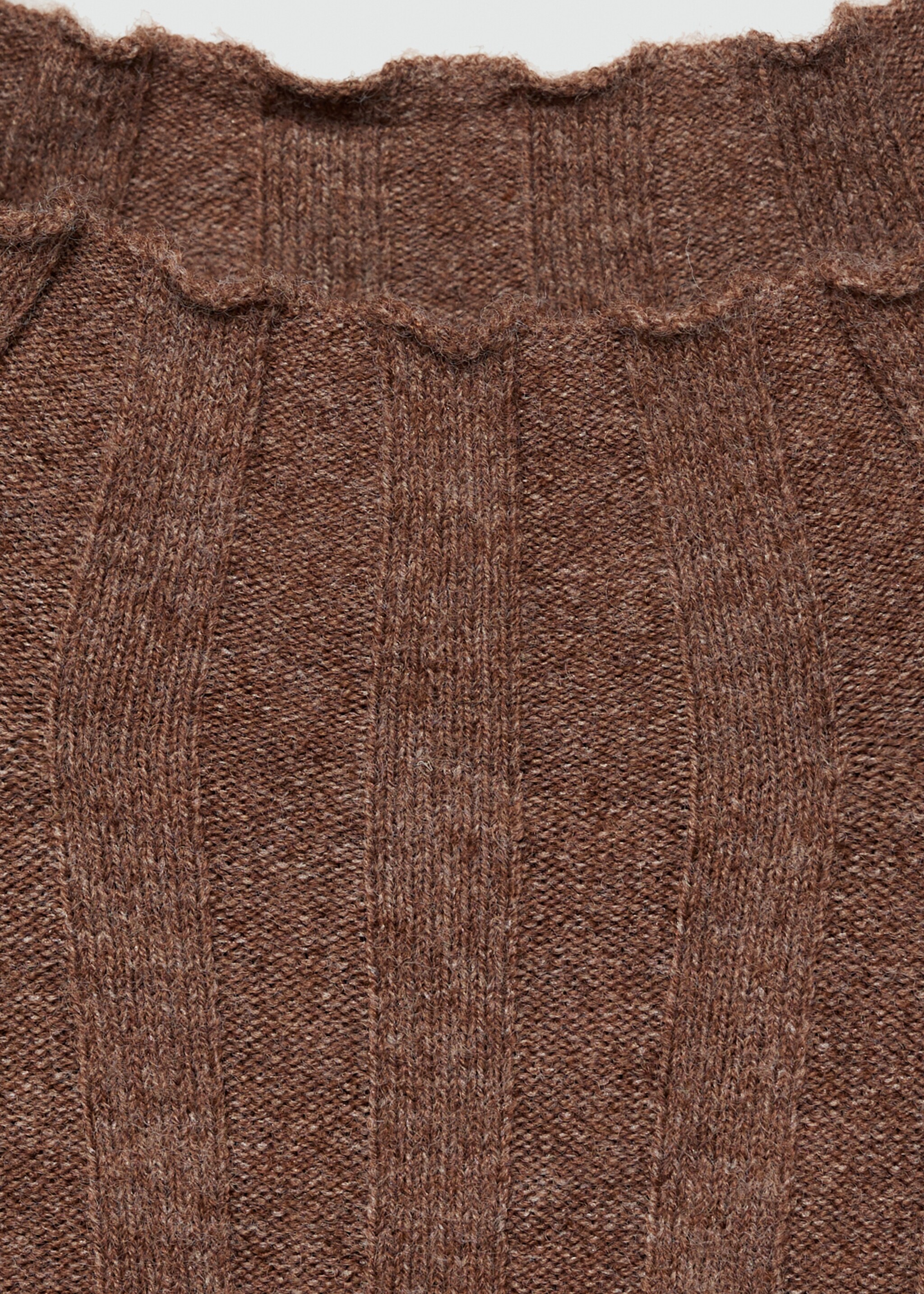 Perkins-neck ribbed dress - Details of the article 8, Caramel. Ref: 77085645-00.