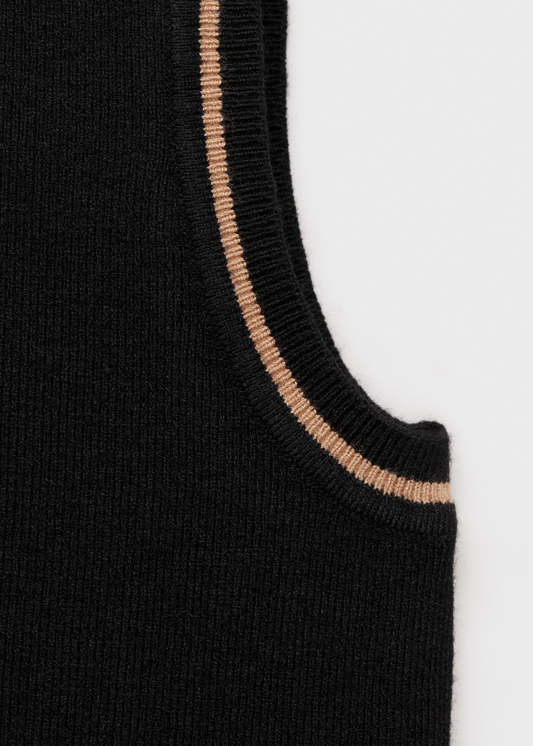 Knitted top with contrast details - Details of the article 0, Medium Brown. Ref: 77085651-00.