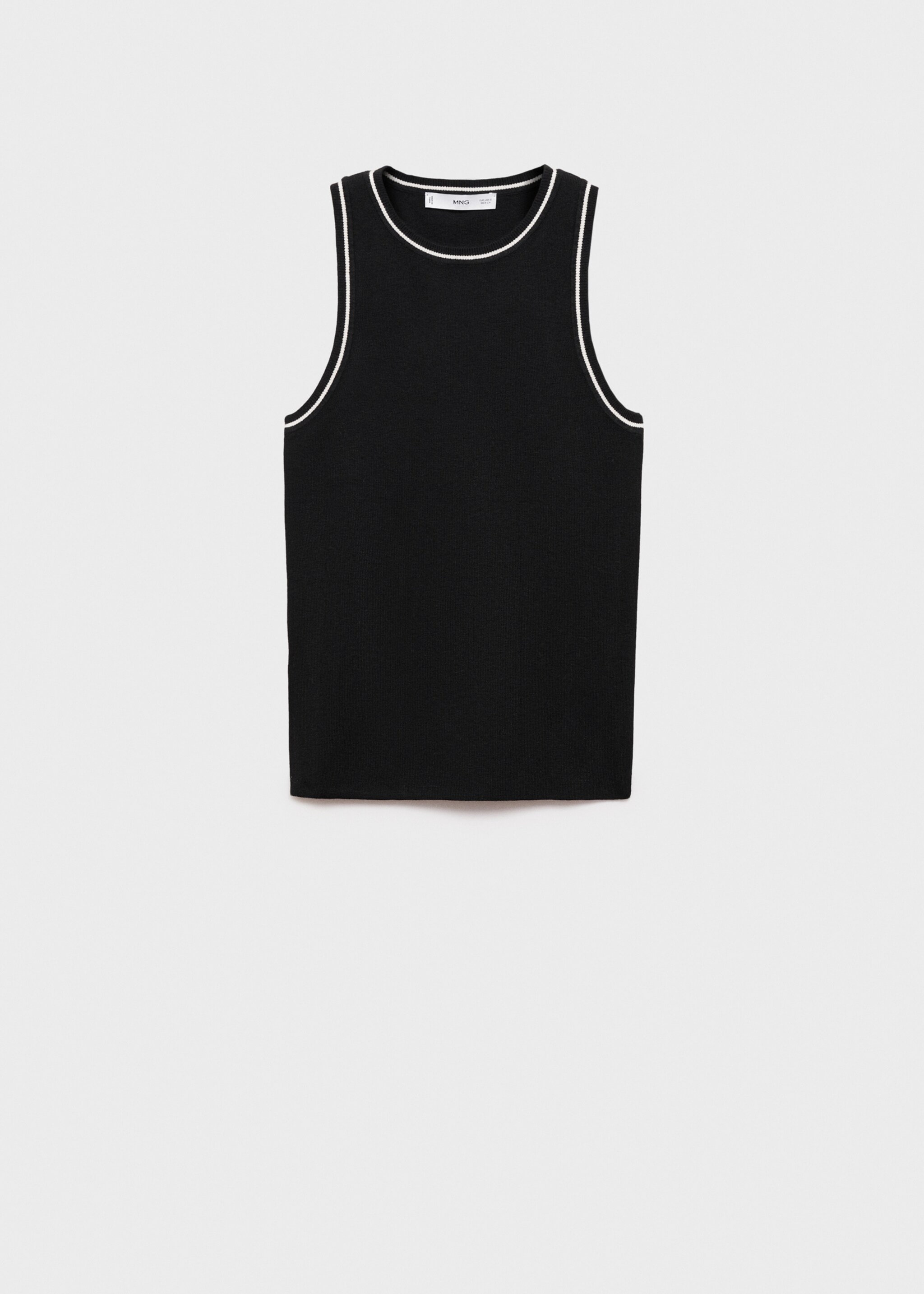 Knitted top with contrast details - Article without model, Black. Ref: 77085651-00.