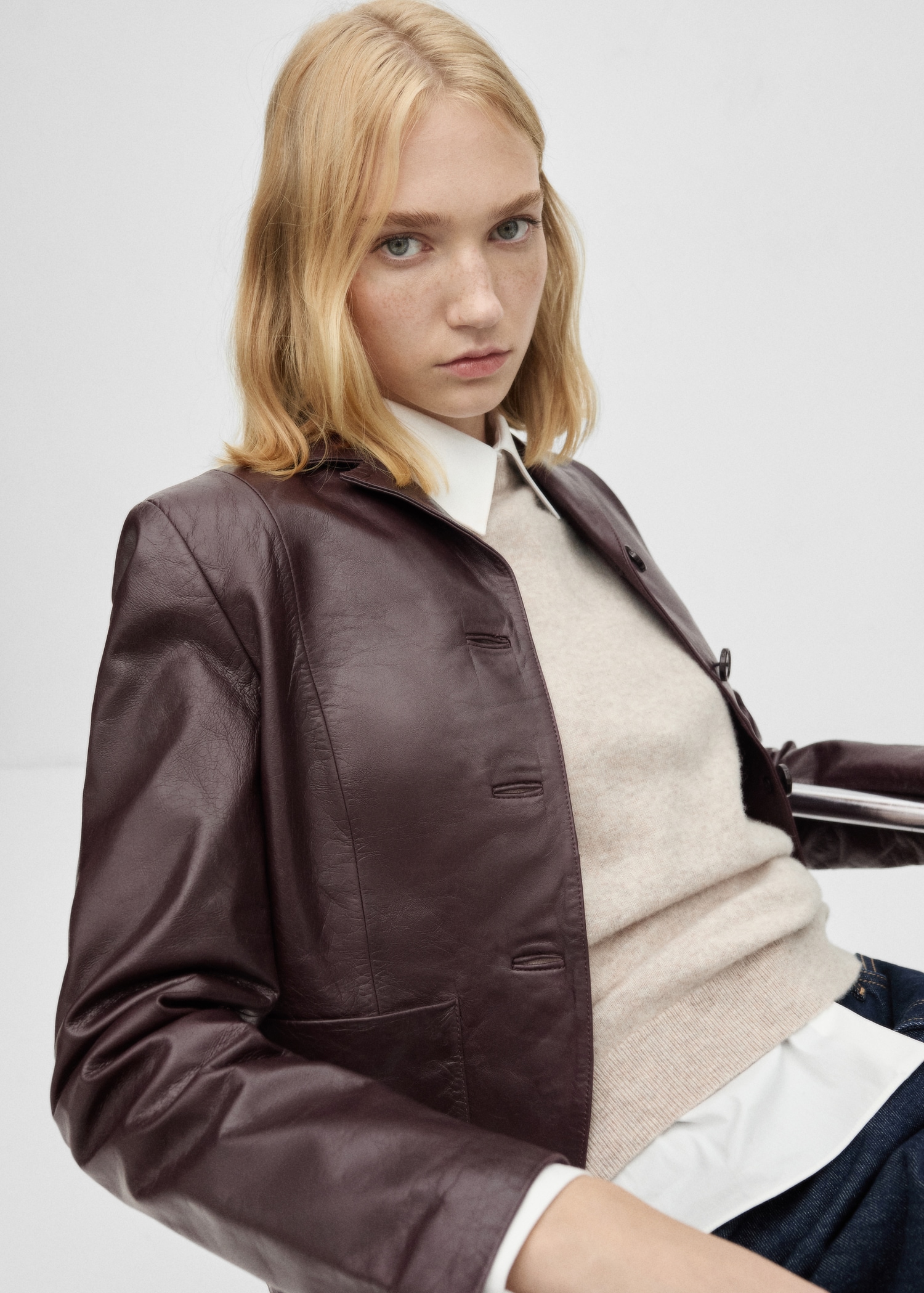 100% leather jacket with pockets Women MANGO OUTLET Netherlands