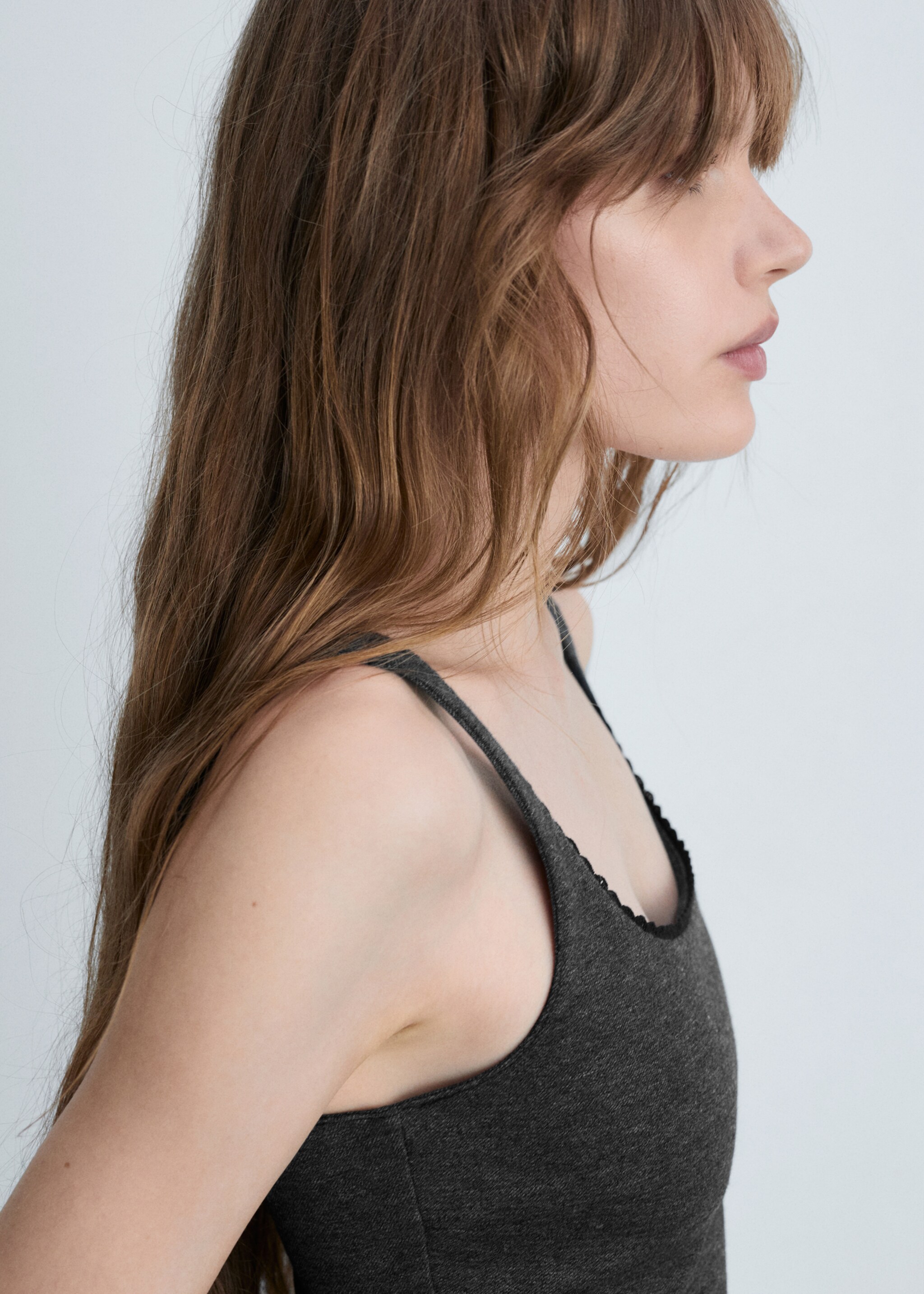 Lace detail dress - Details of the article 1, Dark Heather Grey. Ref: 77085656-00.